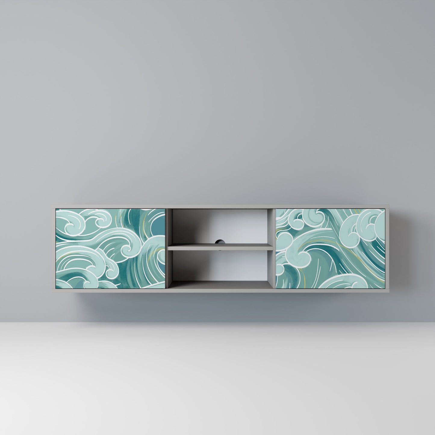 ASIAN SWAY 2-Door TV Stand in Grey Finish
