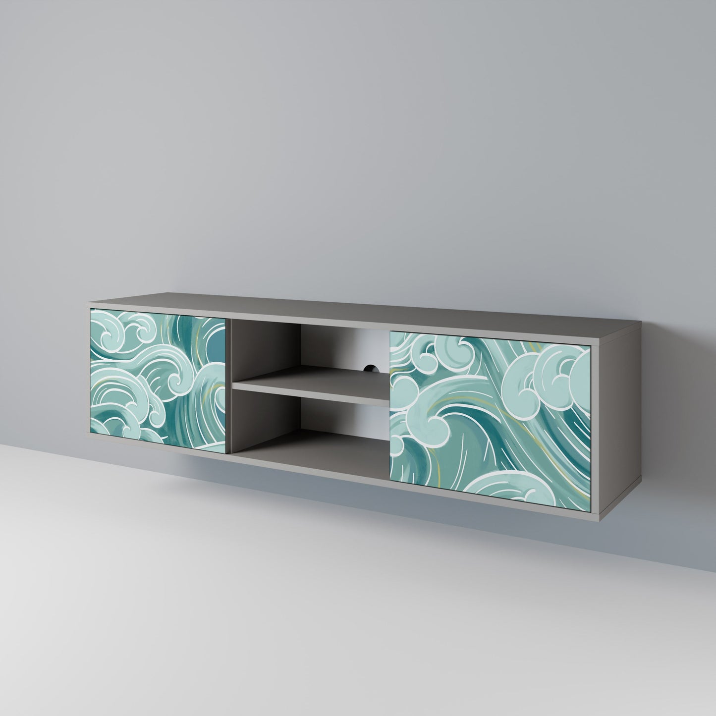 ASIAN SWAY 2-Door TV Stand in Grey Finish