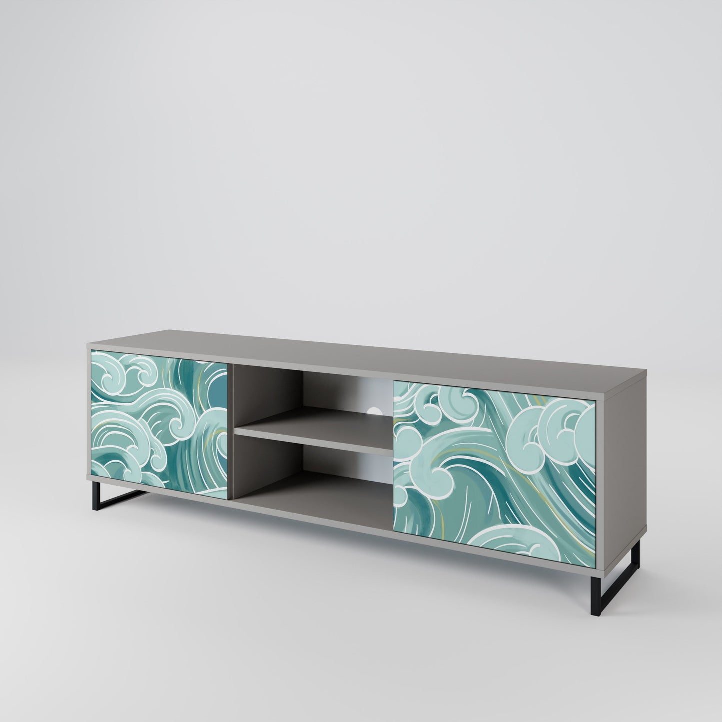 ASIAN SWAY 2-Door TV Stand in Grey Finish
