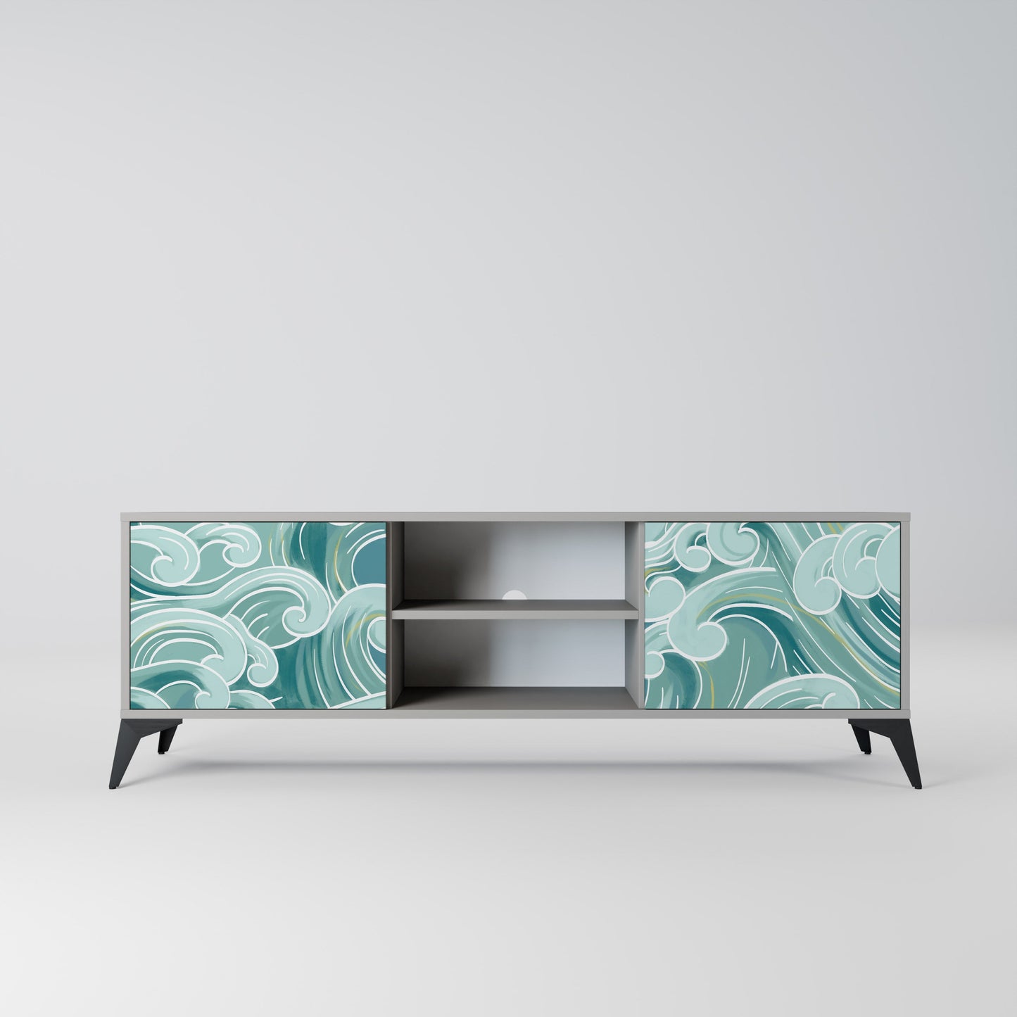 ASIAN SWAY 2-Door TV Stand in Grey Finish