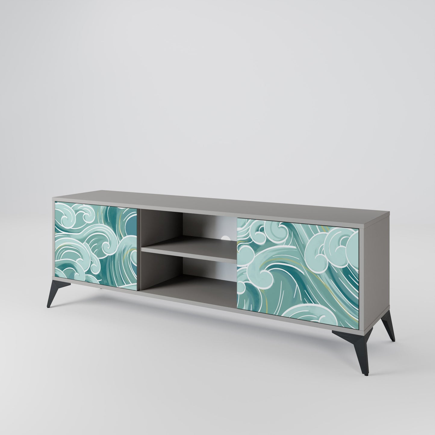 ASIAN SWAY 2-Door TV Stand in Grey Finish