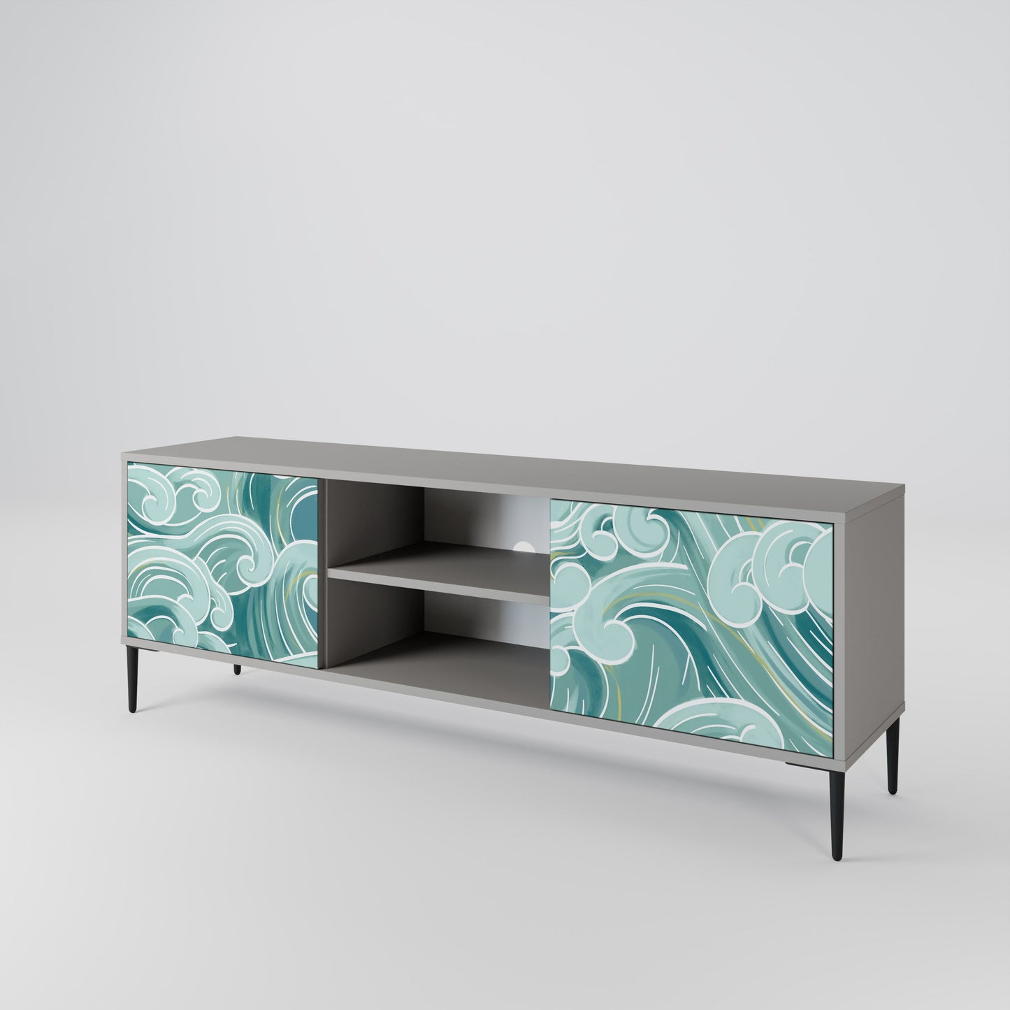 ASIAN SWAY 2-Door TV Stand in Grey Finish