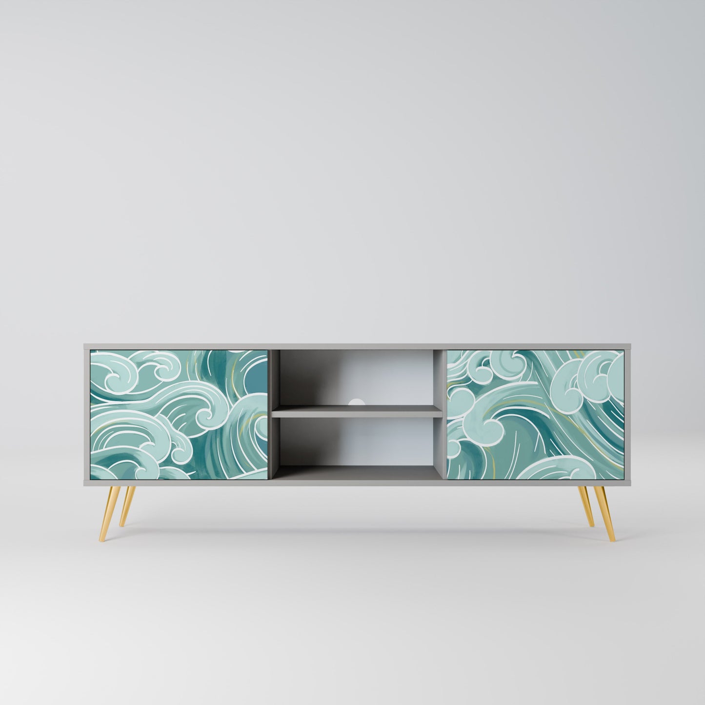 ASIAN SWAY 2-Door TV Stand in Grey Finish