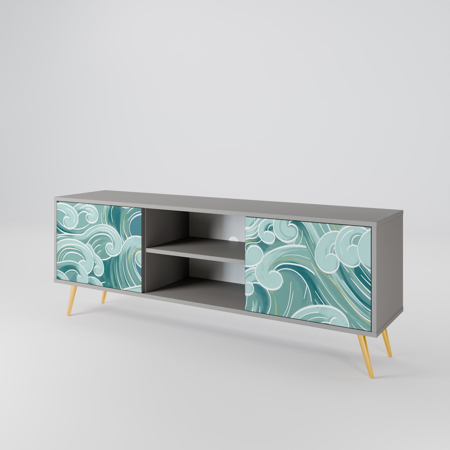 ASIAN SWAY 2-Door TV Stand in Grey Finish