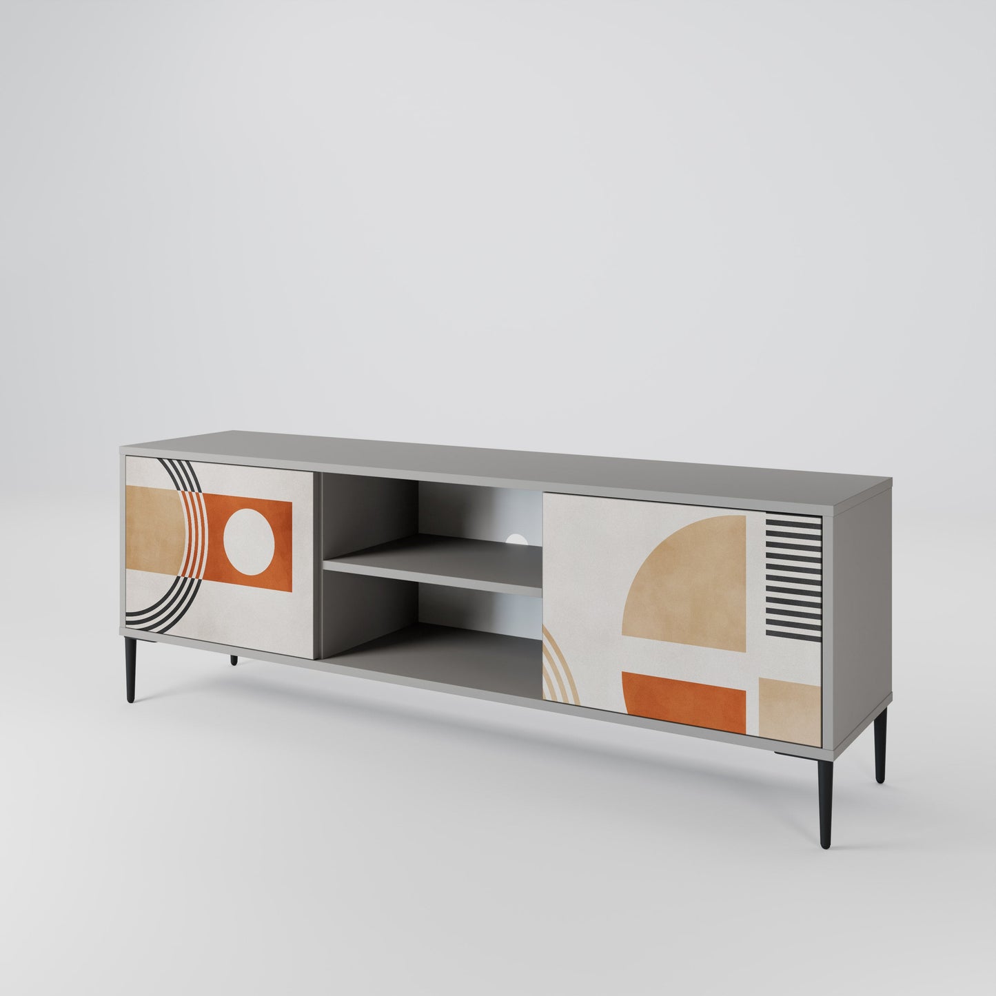 SPACE AROUND 2-Door TV Stand in Grey Finish