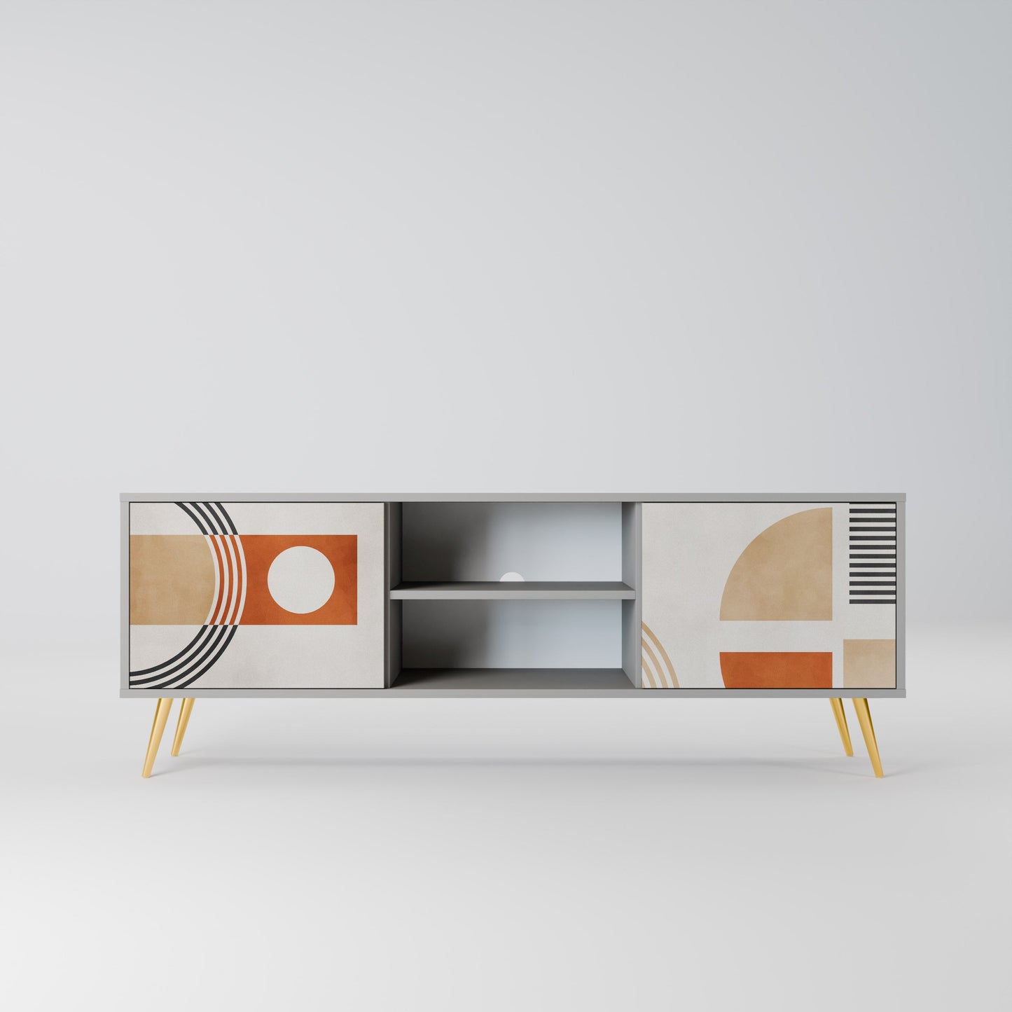 SPACE AROUND 2-Door TV Stand in Grey Finish