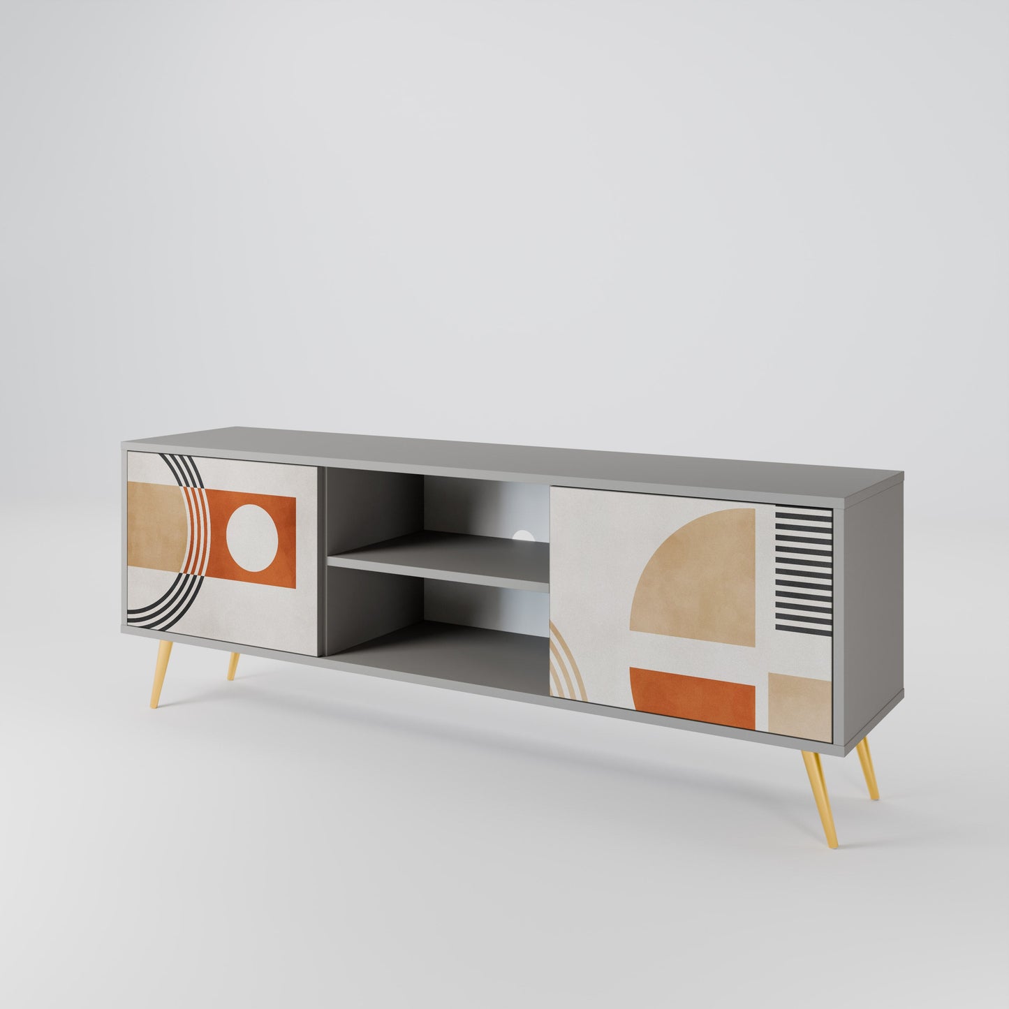 SPACE AROUND 2-Door TV Stand in Grey Finish