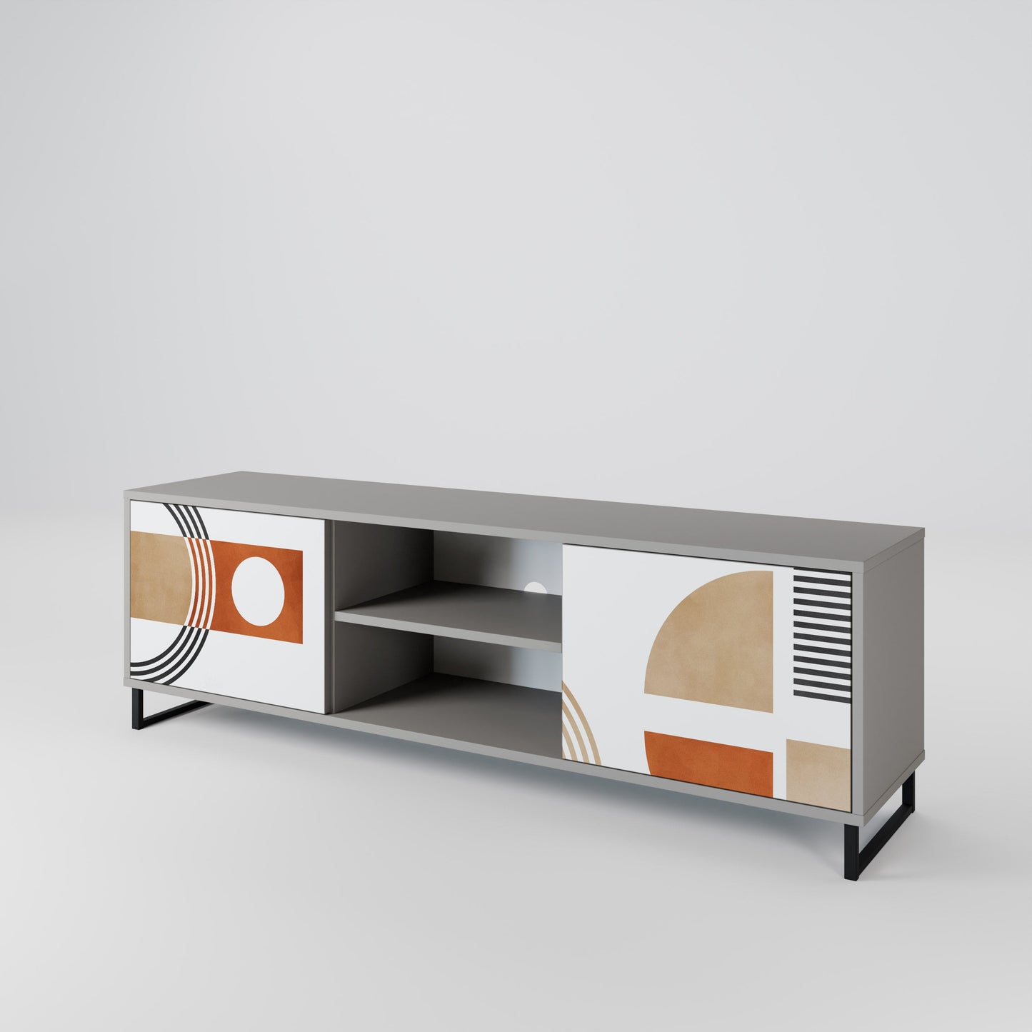 CIRCLE RHYTM 2-Door TV Stand in Grey Finish