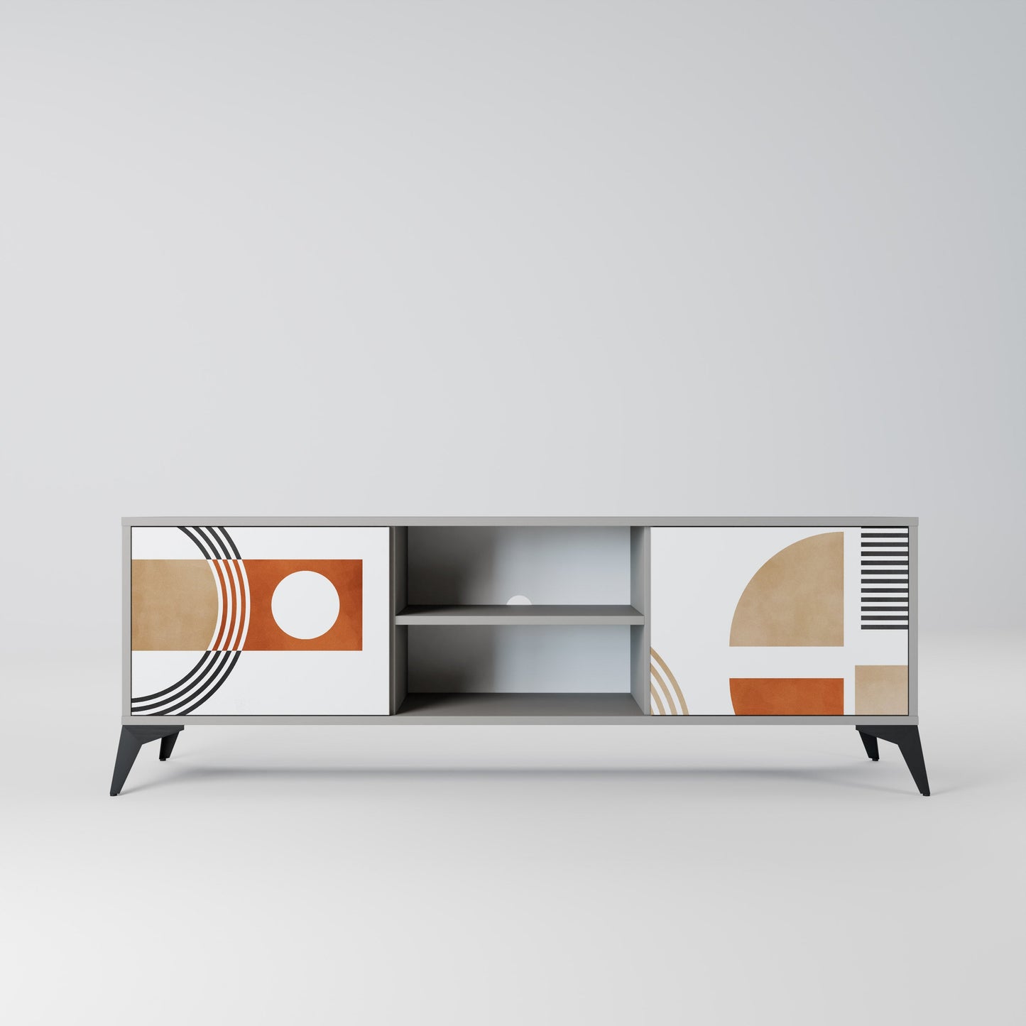 CIRCLE RHYTM 2-Door TV Stand in Grey Finish