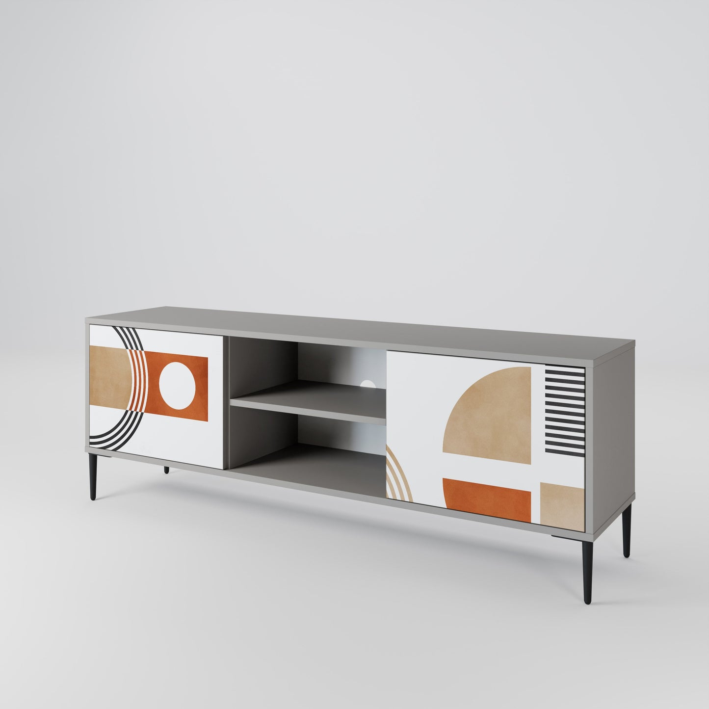 CIRCLE RHYTM 2-Door TV Stand in Grey Finish