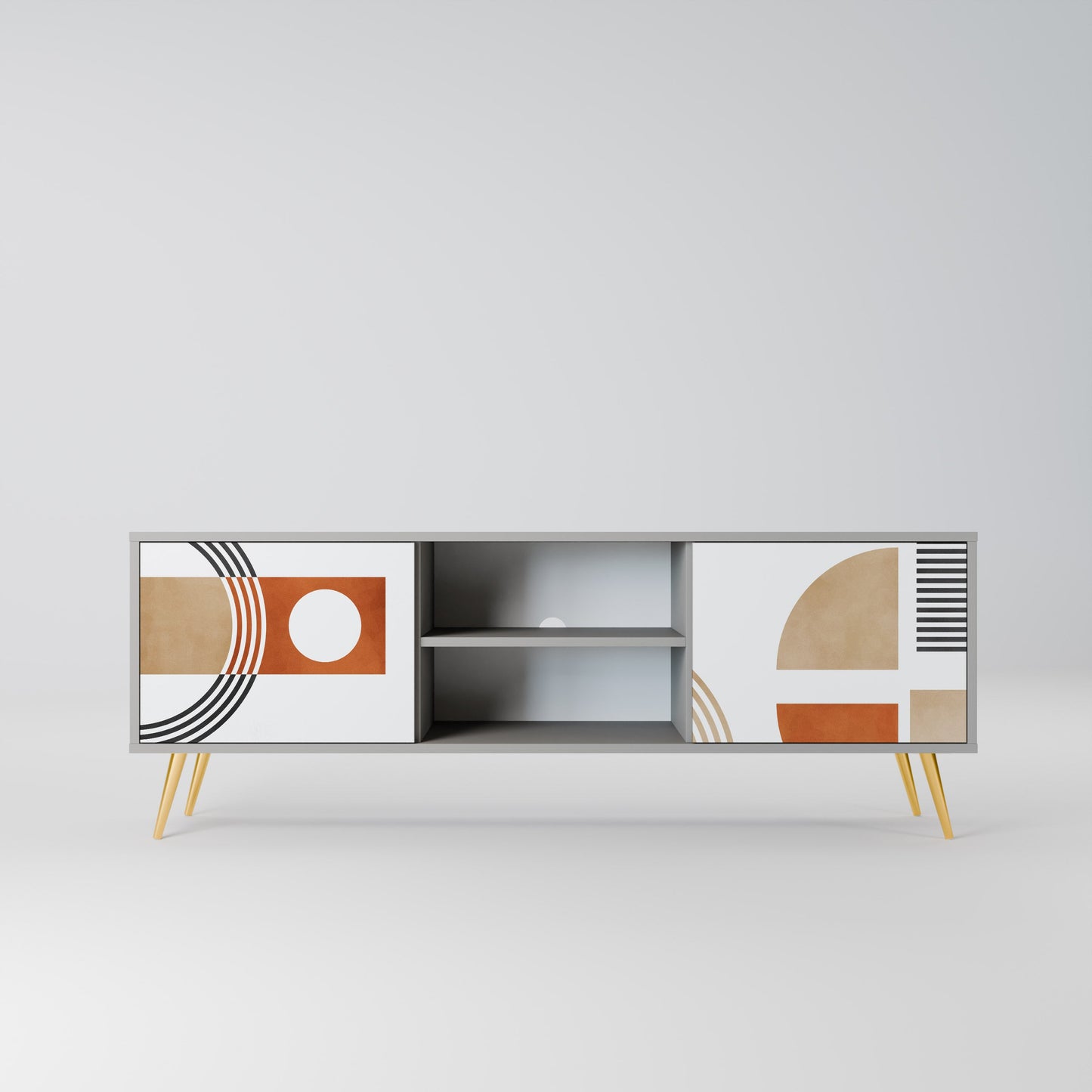 CIRCLE RHYTM 2-Door TV Stand in Grey Finish