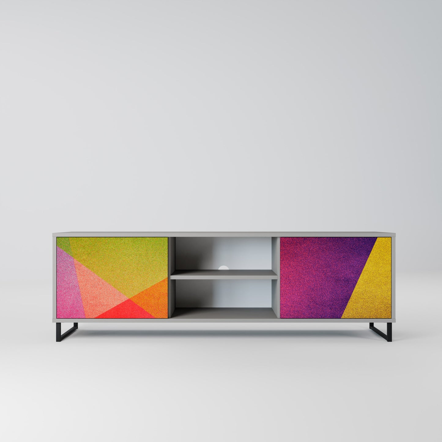 VIVID GEOMETRY 2-Door TV Stand in Grey Finish