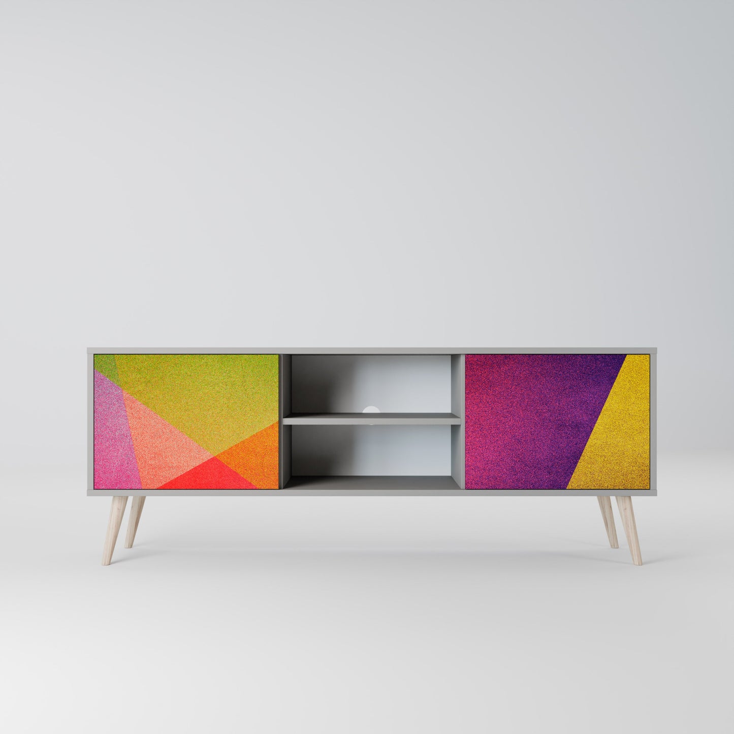 VIVID GEOMETRY 2-Door TV Stand in Grey Finish