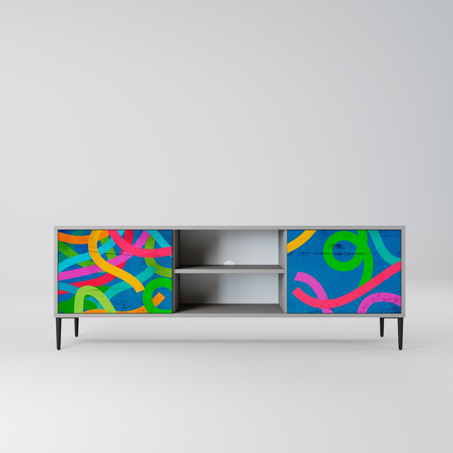 STREAMER TANGLE 2-Door TV Stand in Grey Finish
