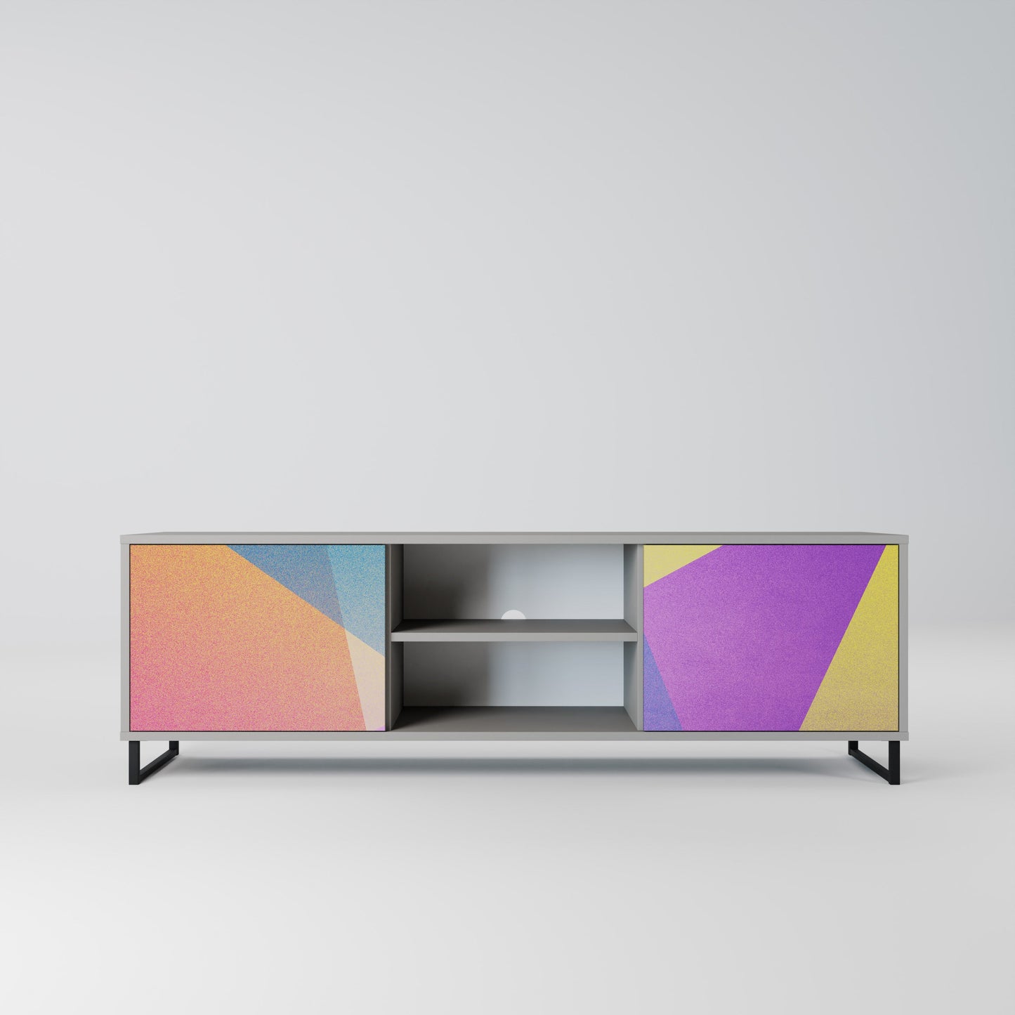 Mobile TV a 2 ante BRIGHT GEOMETRY in finitura grigia