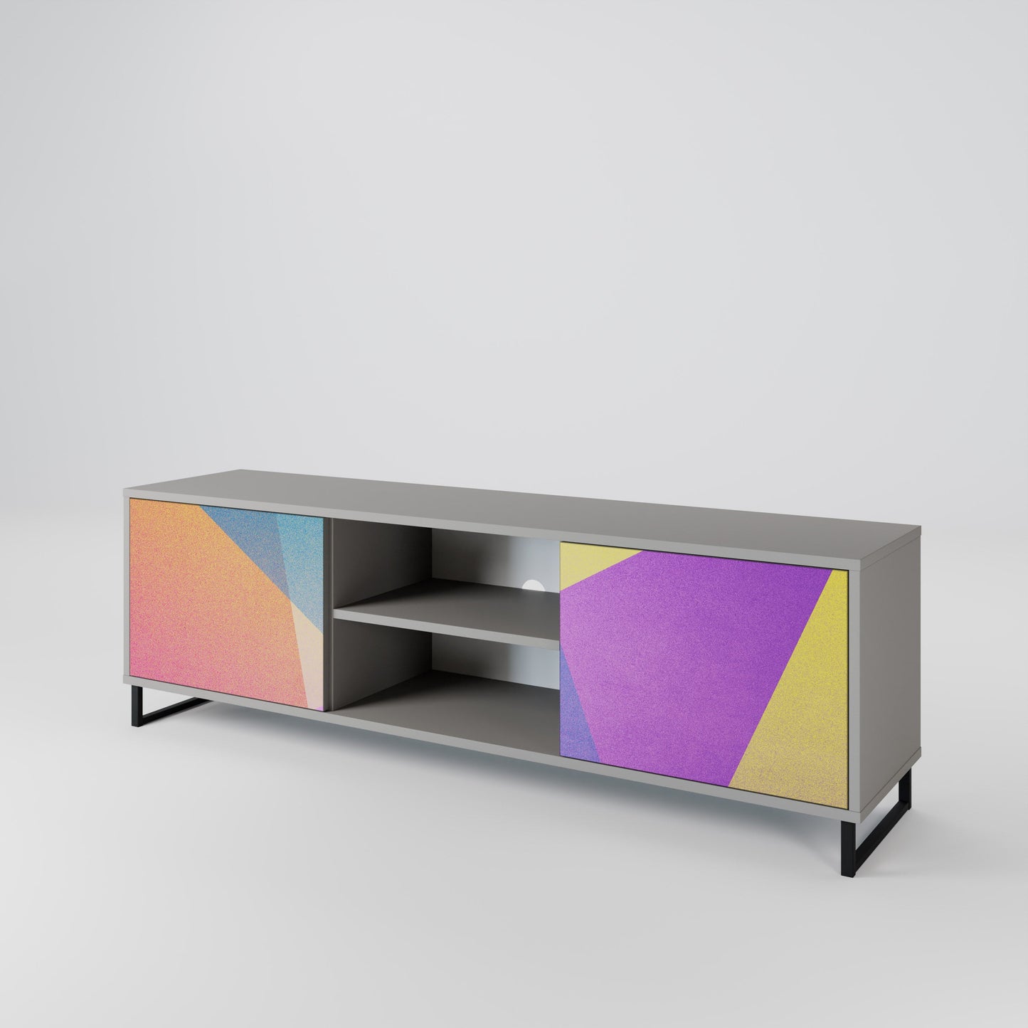 Mobile TV a 2 ante BRIGHT GEOMETRY in finitura grigia