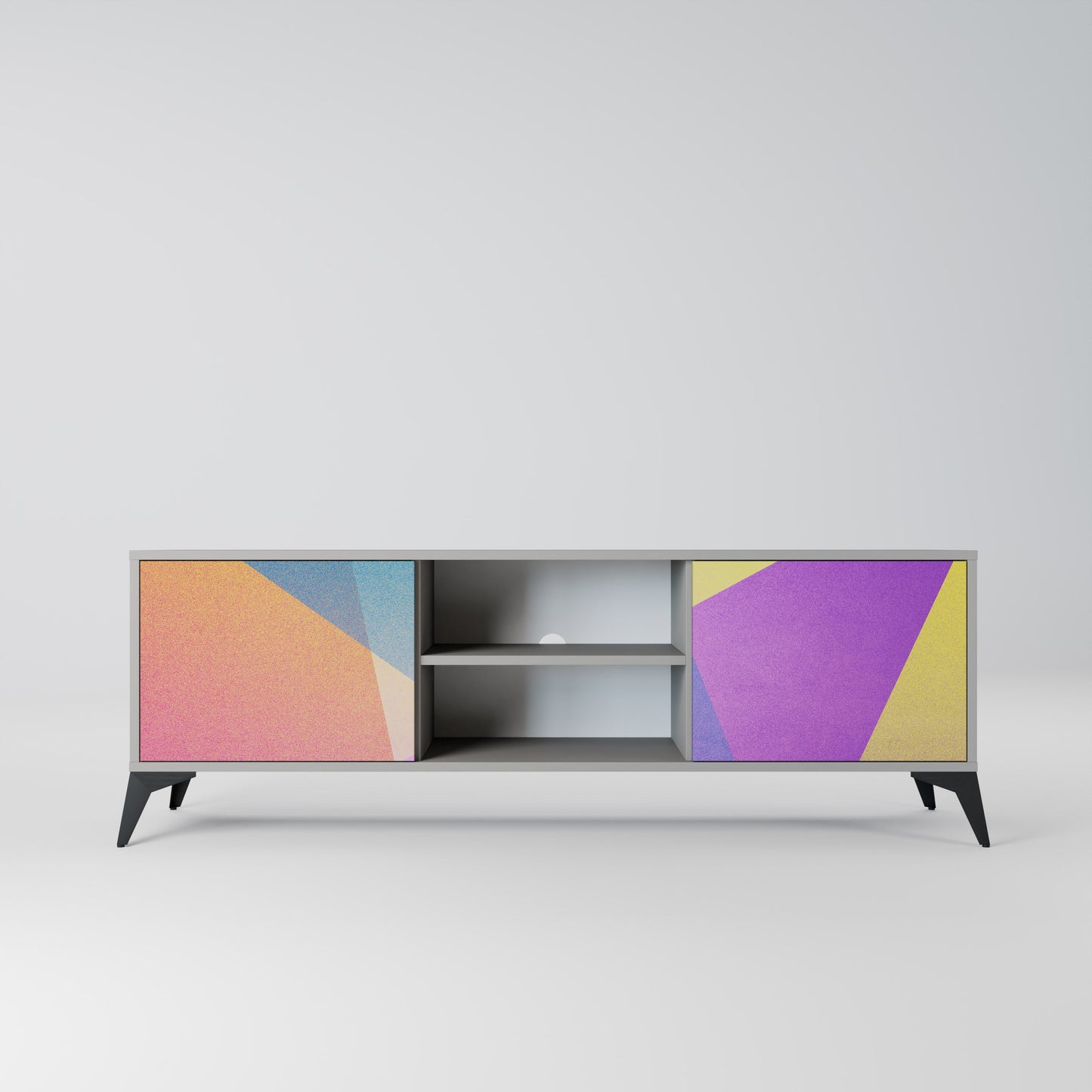 Mobile TV a 2 ante BRIGHT GEOMETRY in finitura grigia