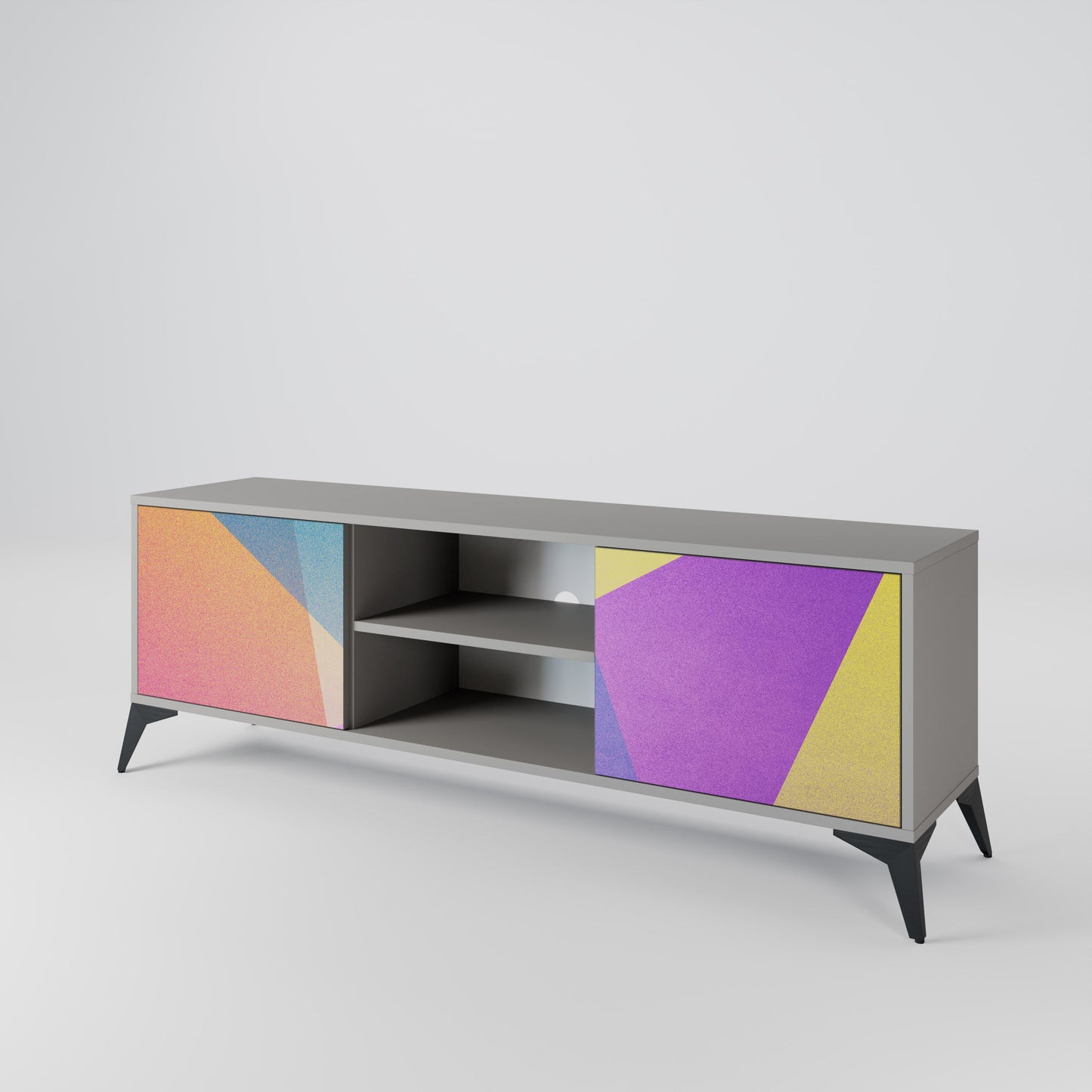 Mobile TV a 2 ante BRIGHT GEOMETRY in finitura grigia