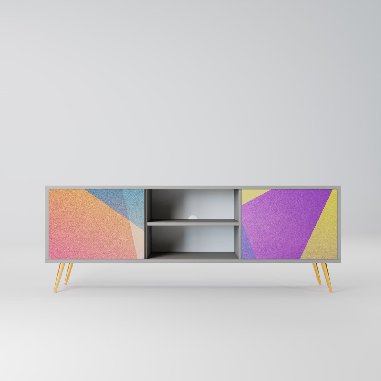 Mobile TV a 2 ante BRIGHT GEOMETRY in finitura grigia
