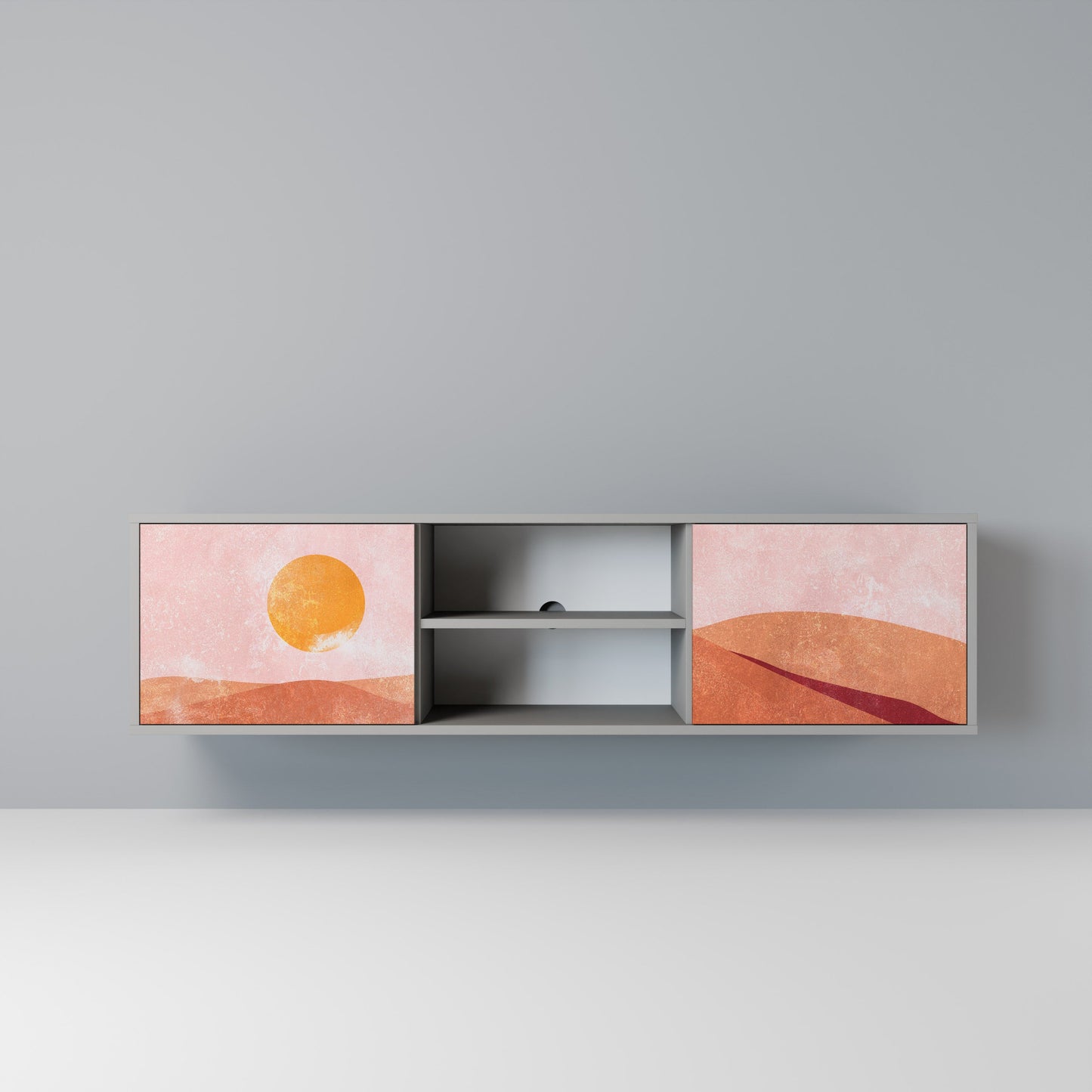 Mobile TV LUMINOUS SUNLIGHT a 2 ante con finitura grigia