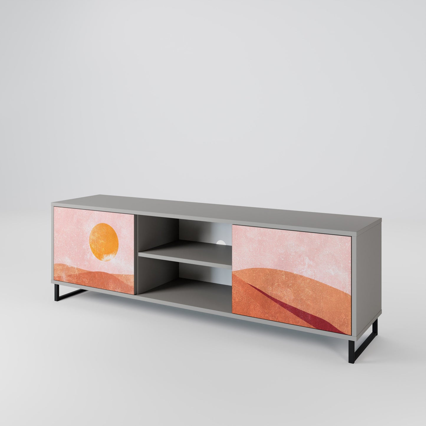 Mobile TV LUMINOUS SUNLIGHT a 2 ante con finitura grigia