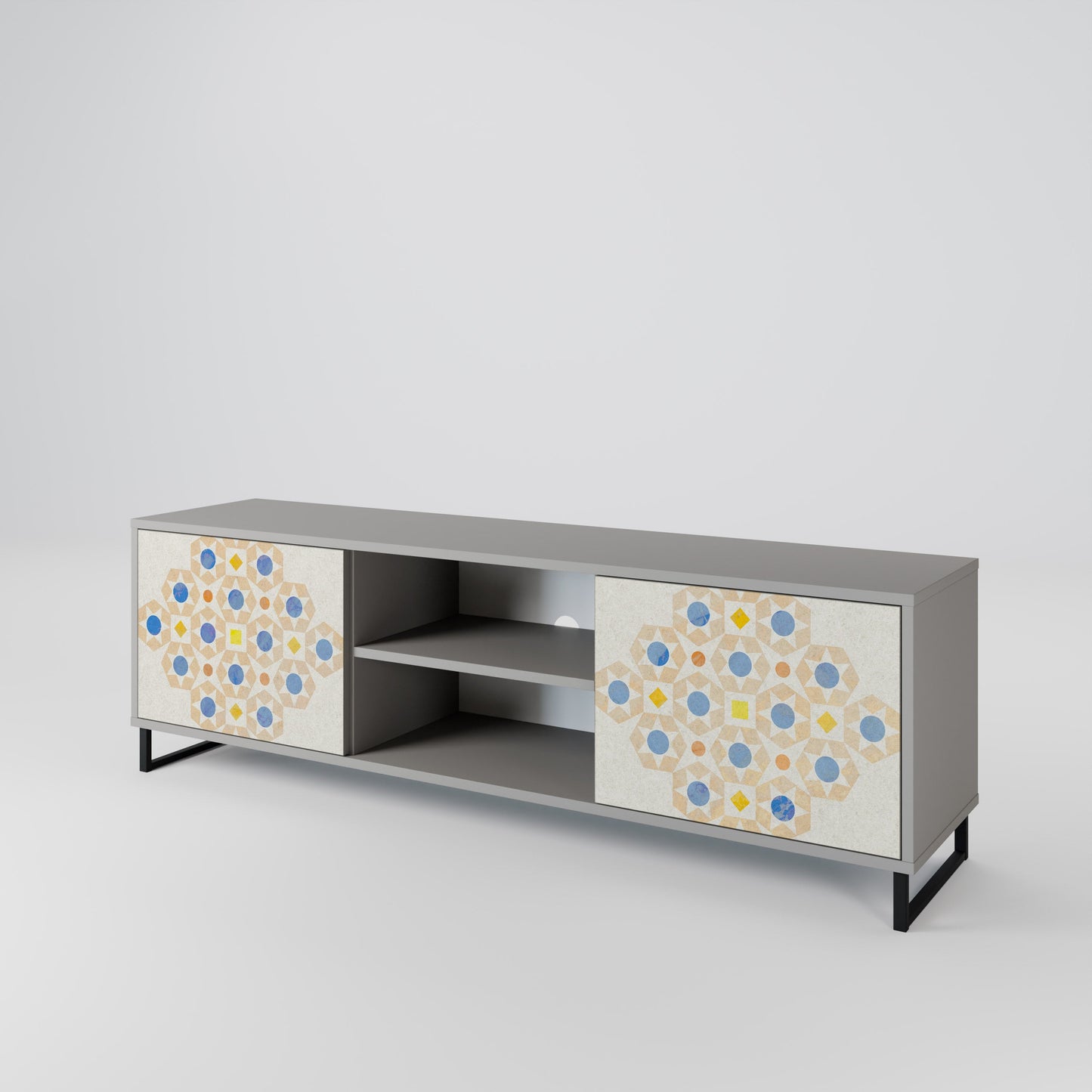Mobile TV a 2 ante PATTERNED PRISM in finitura grigia