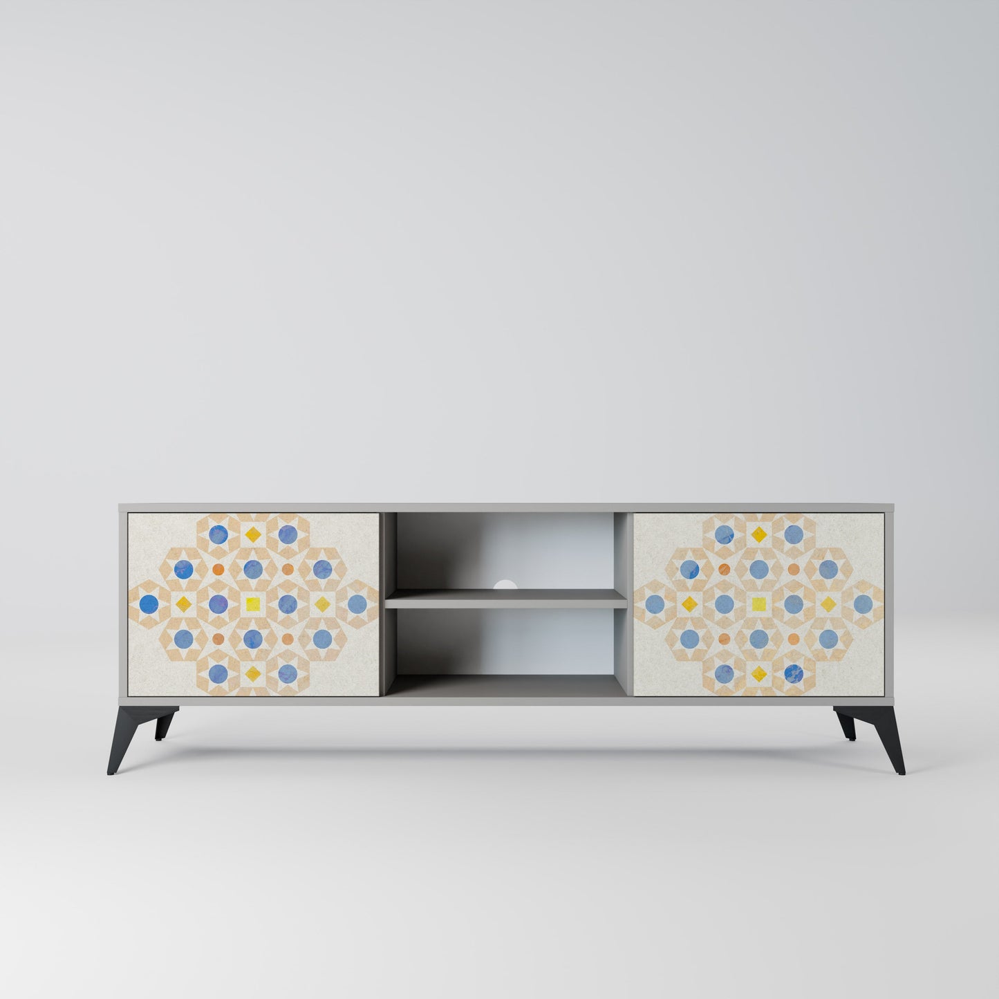 Mobile TV a 2 ante PATTERNED PRISM in finitura grigia