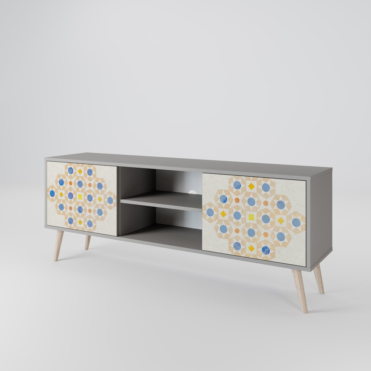 Mobile TV a 2 ante PATTERNED PRISM in finitura grigia