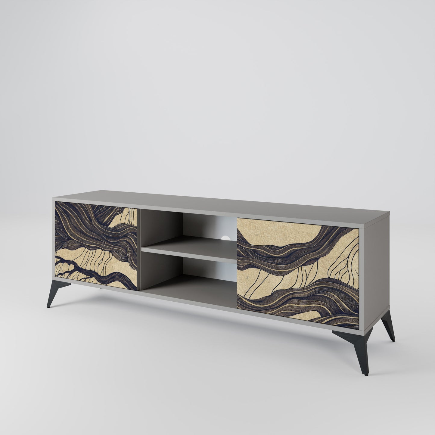 UNIFIED FRAGMENTS 2-Door TV Stand in Grey Finish