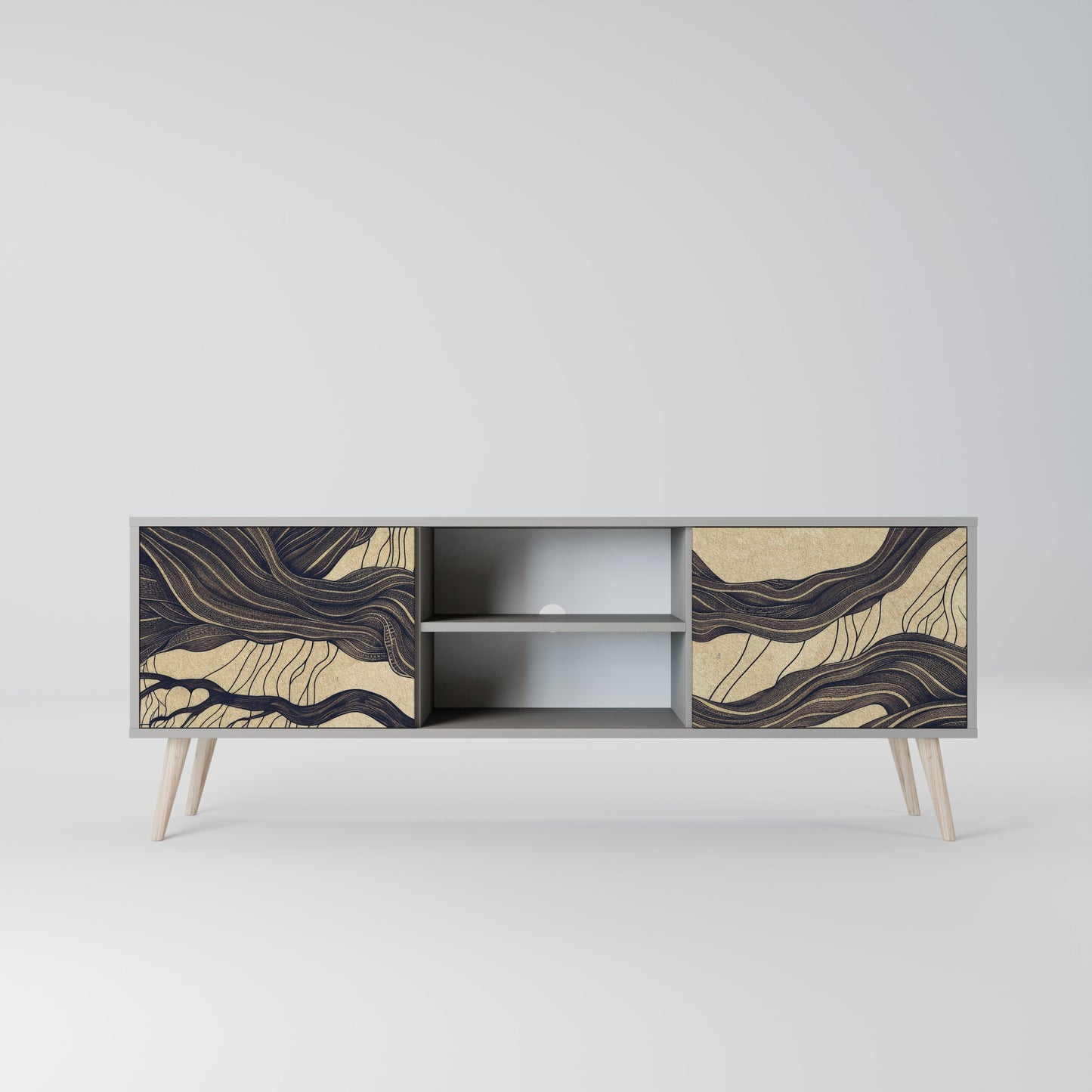 UNIFIED FRAGMENTS 2-Door TV Stand in Grey Finish