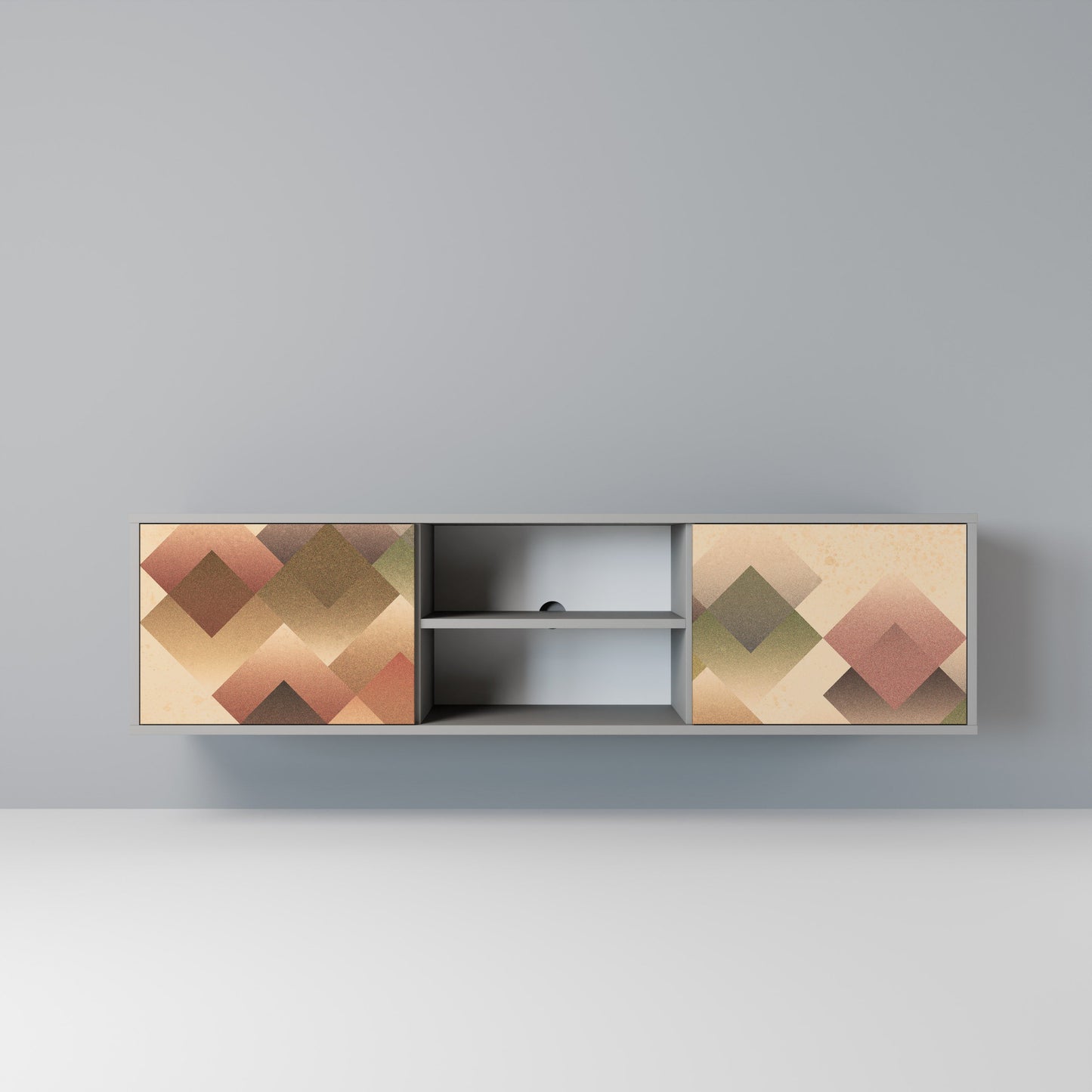 GEOMETRIC FUSION 2-Door TV Stand in Grey Finish