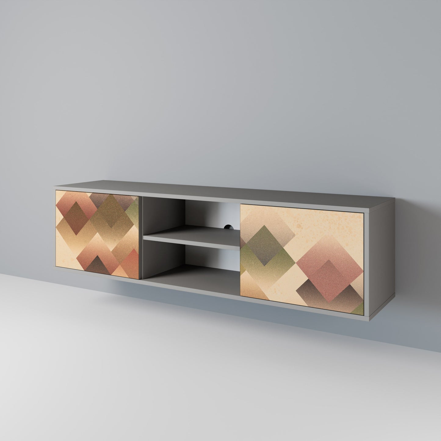 GEOMETRIC FUSION 2-Door TV Stand in Grey Finish