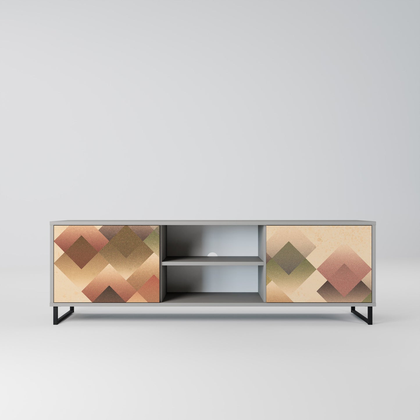 GEOMETRIC FUSION 2-Door TV Stand in Grey Finish