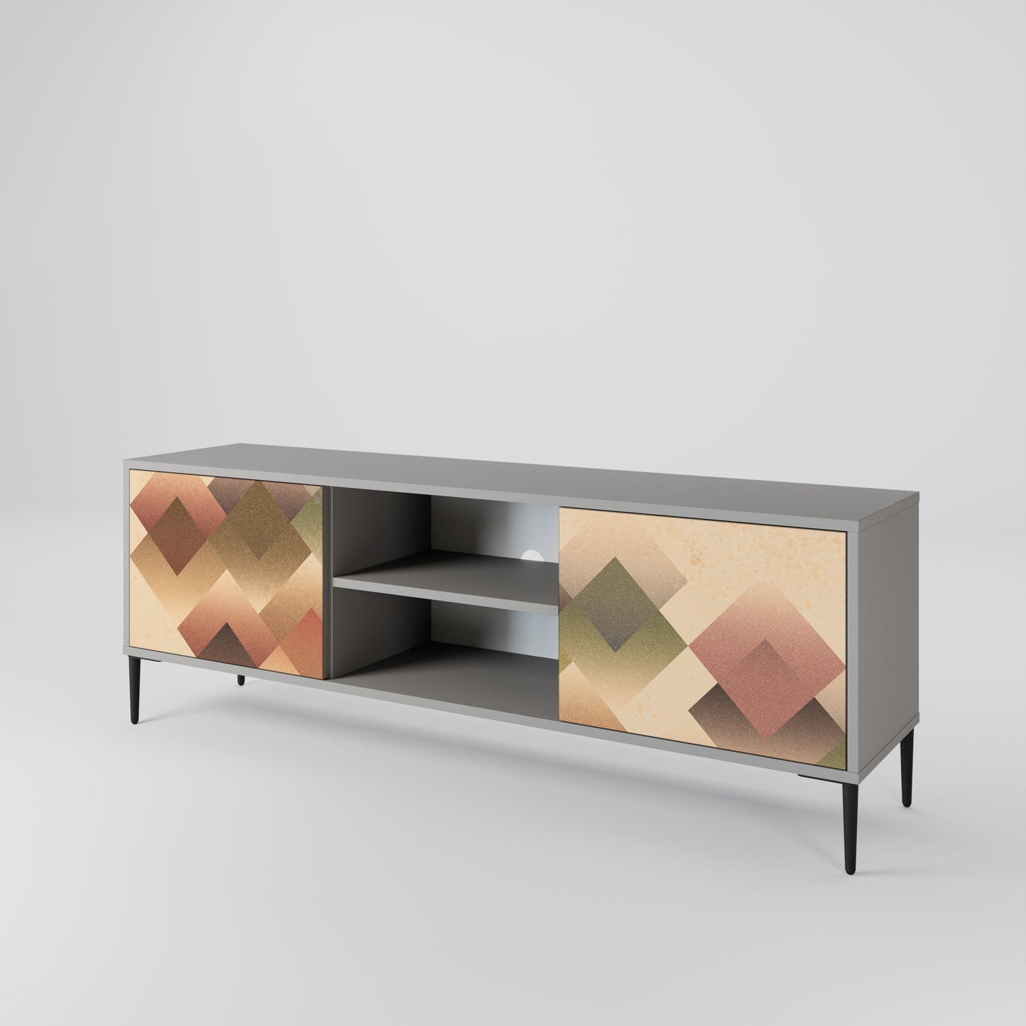 GEOMETRIC FUSION 2-Door TV Stand in Grey Finish