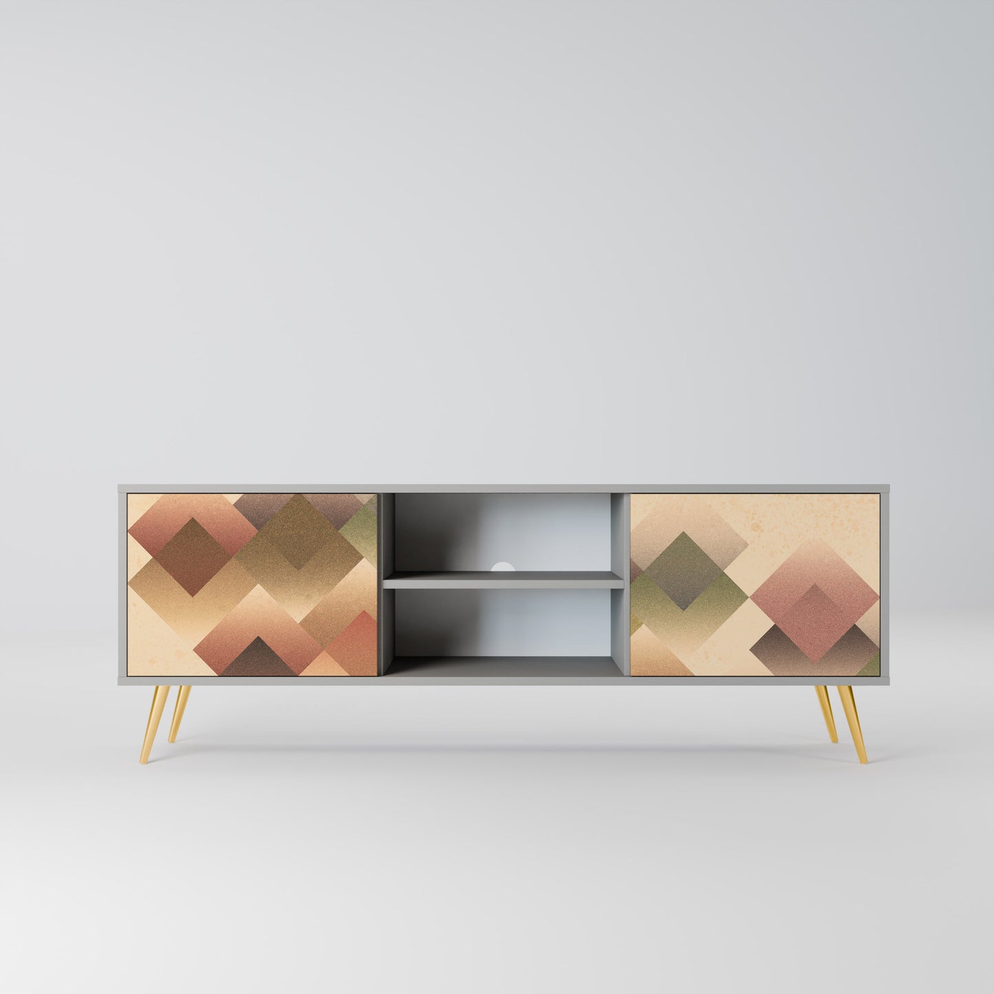 GEOMETRIC FUSION 2-Door TV Stand in Grey Finish