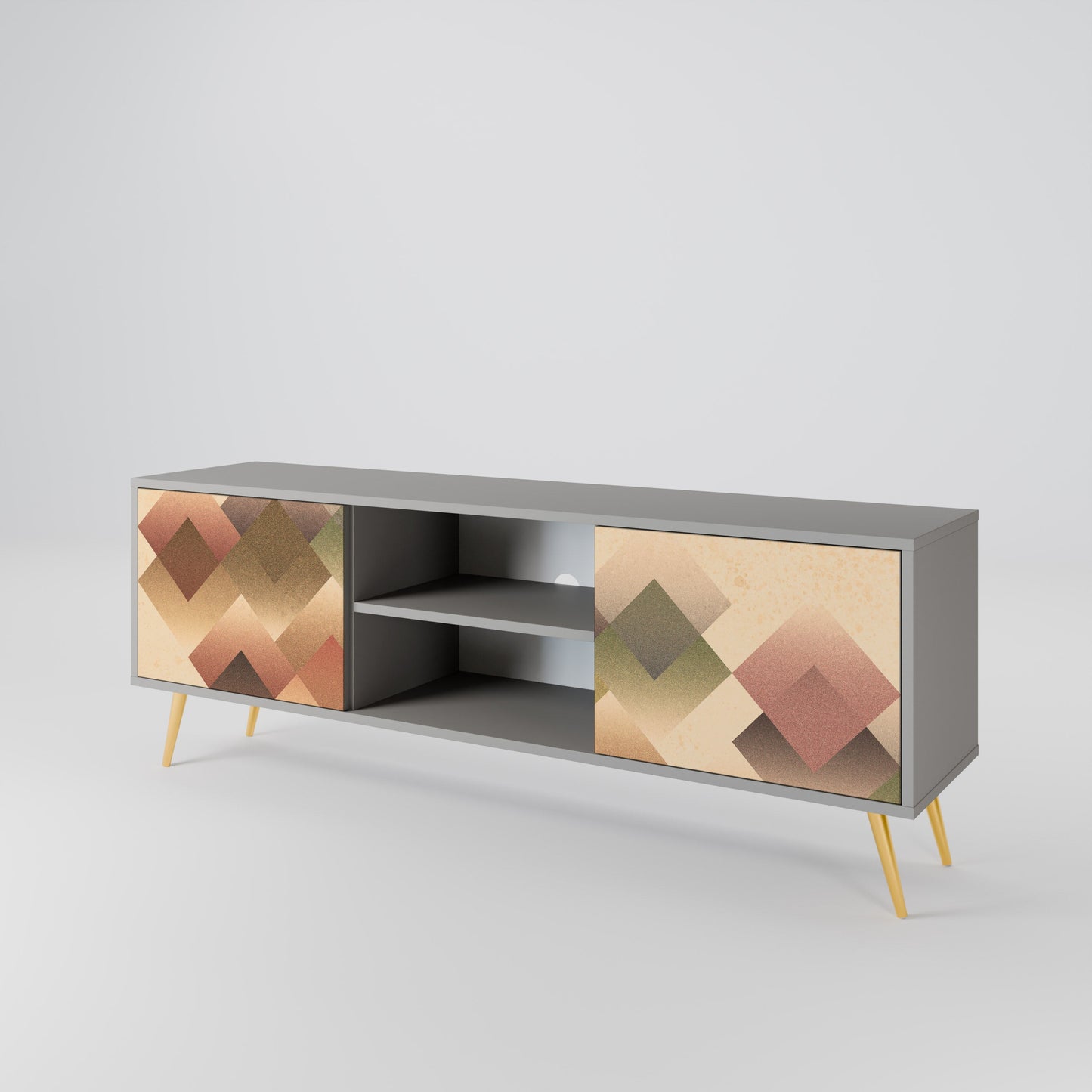 GEOMETRIC FUSION 2-Door TV Stand in Grey Finish