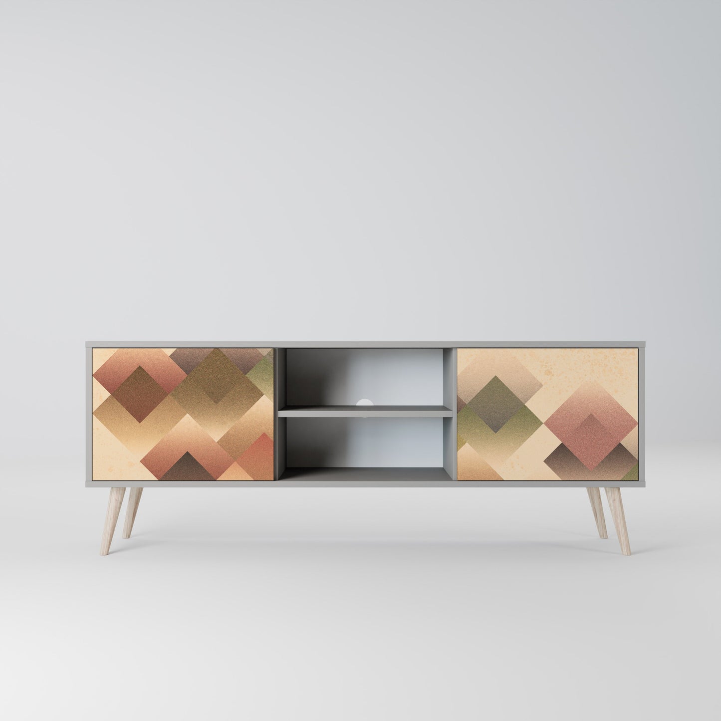 GEOMETRIC FUSION 2-Door TV Stand in Grey Finish