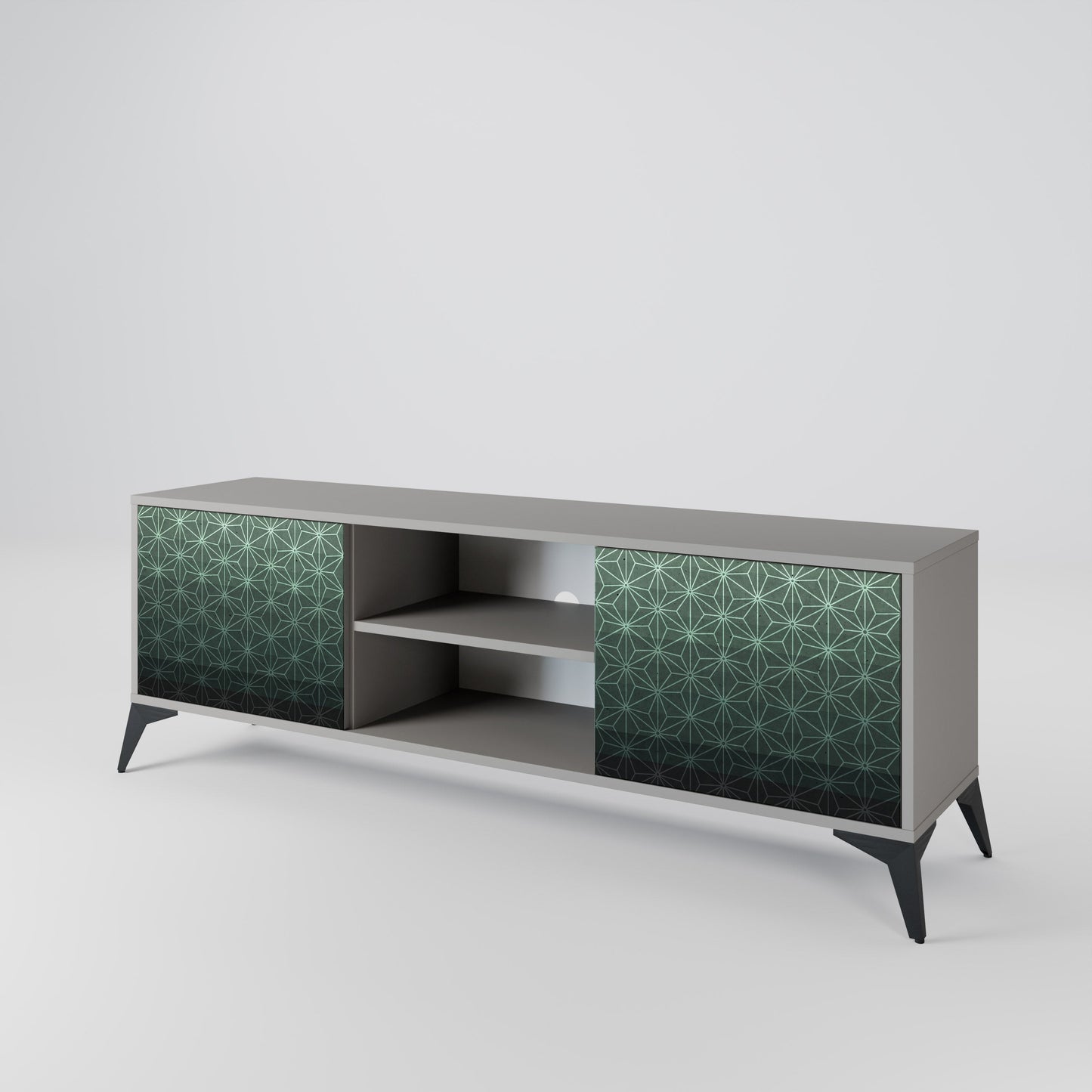 ORNAMENTAL GLIMMER 2-Door TV Stand in Grey Finish