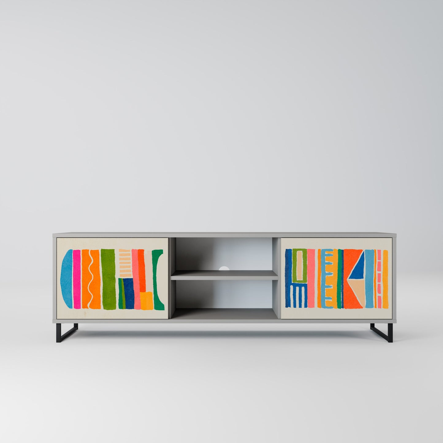 GEOMETRIC SHINE 2-Door TV Stand in Grey Finish