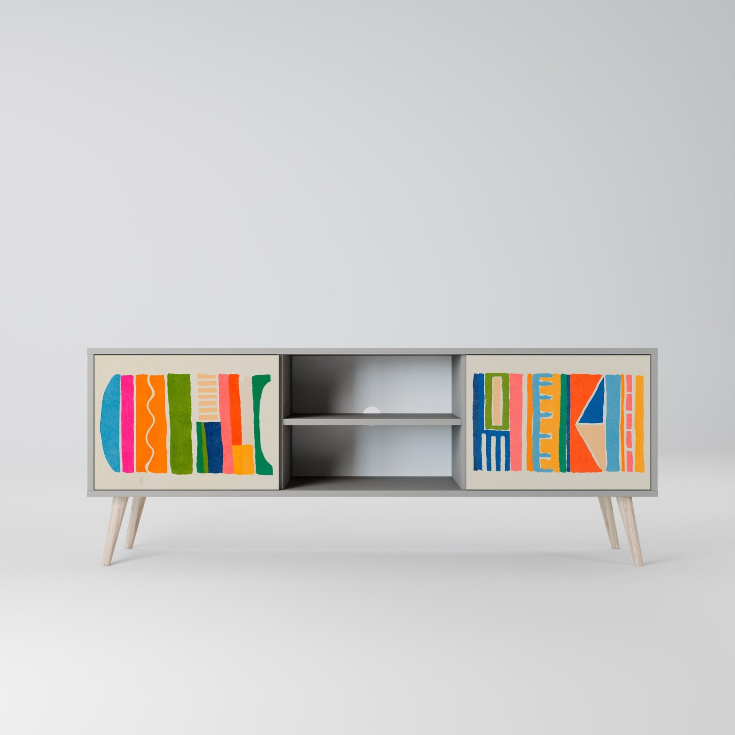 GEOMETRIC SHINE 2-Door TV Stand in Grey Finish