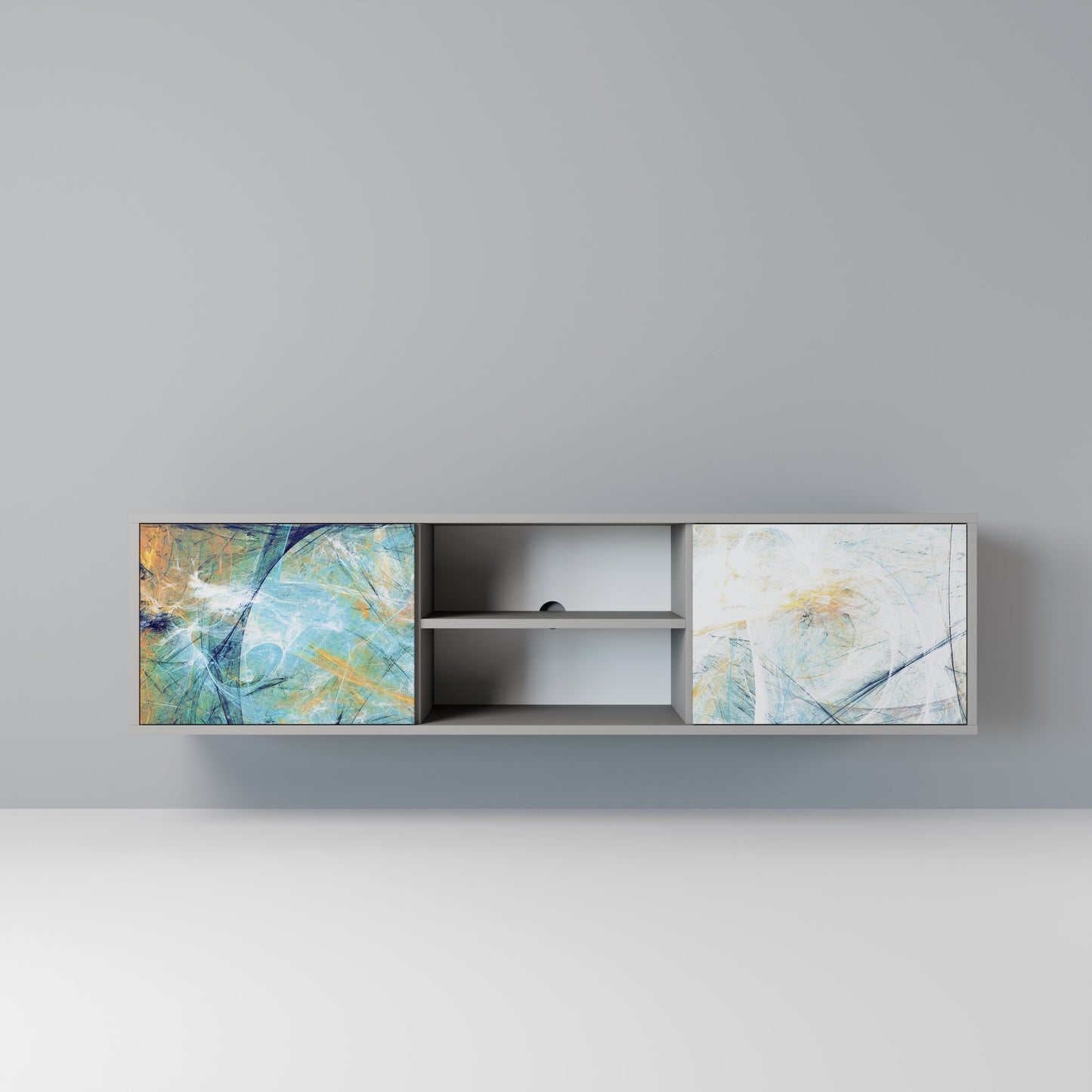 ABSTRACT THOUGHTS 2-Door TV Stand in Grey Finish
