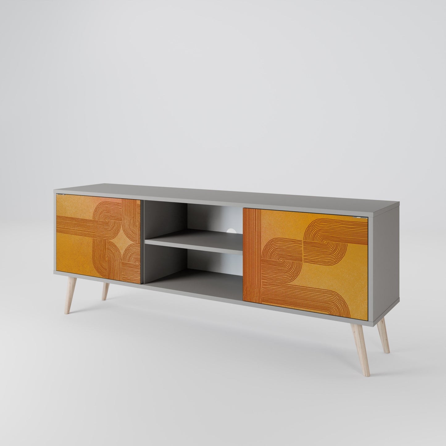 STRENGTHENING RELATION 2-Door TV Stand in Grey Finish