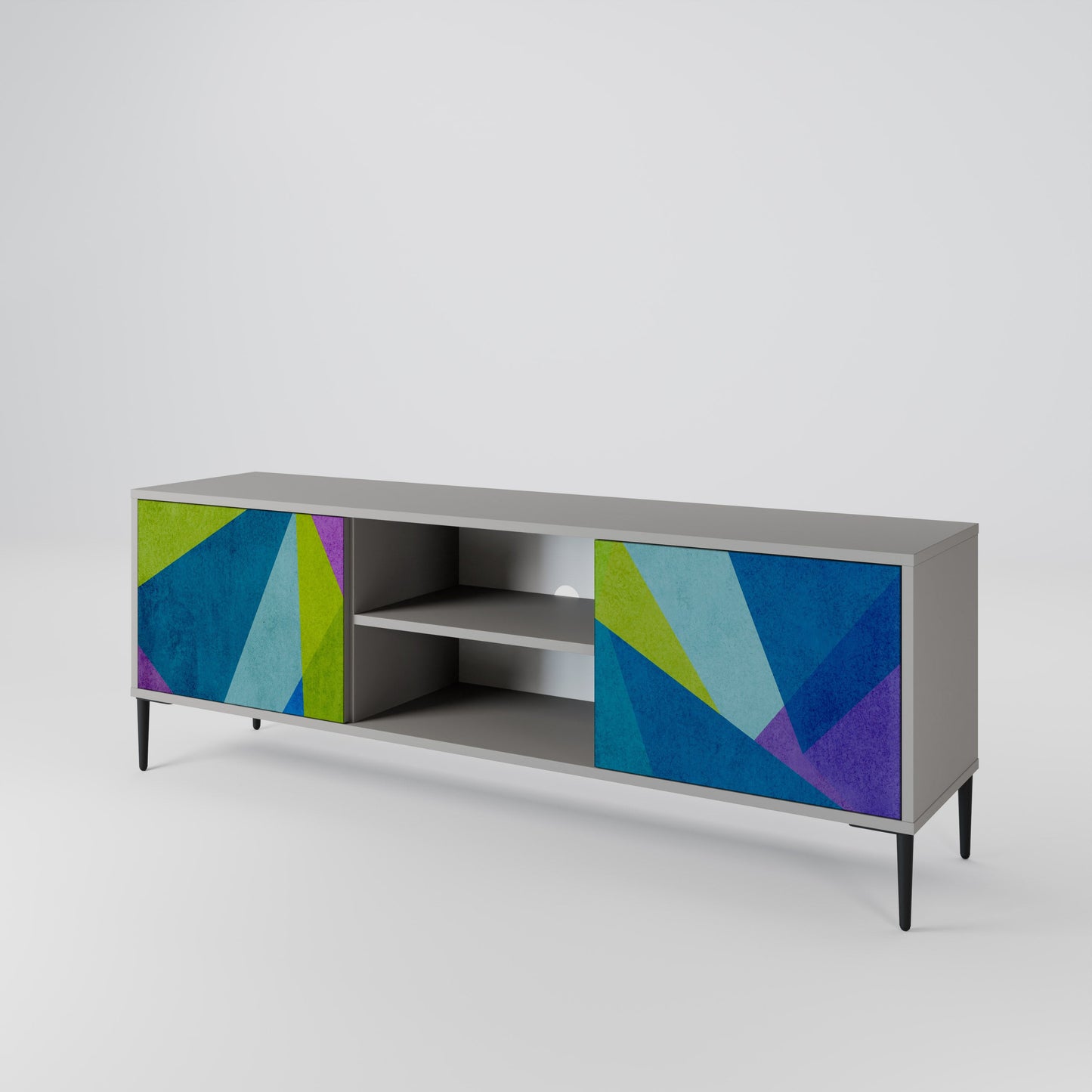 COLD SHOWCASE 2-Door TV Stand in Grey Finish