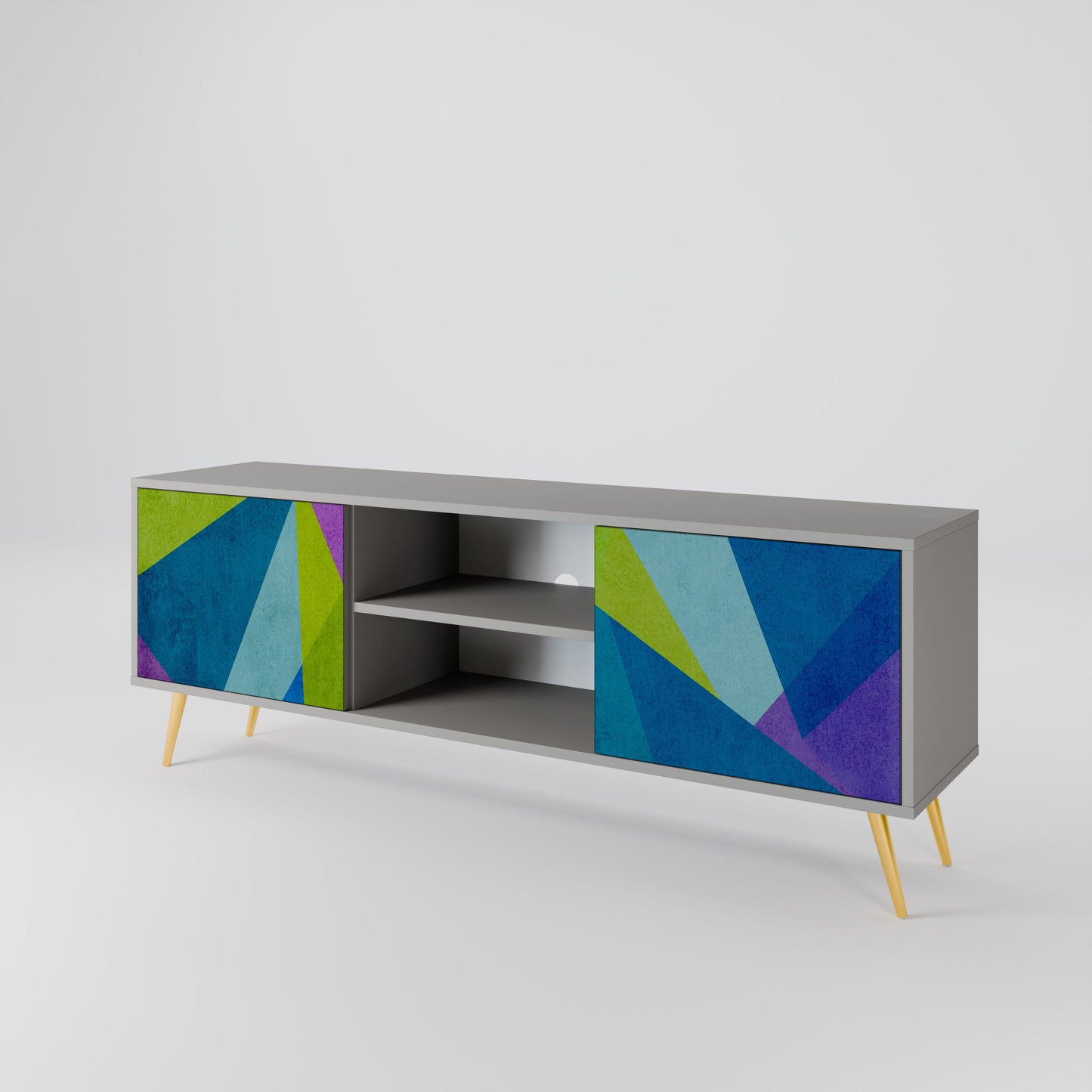 COLD SHOWCASE 2-Door TV Stand in Grey Finish