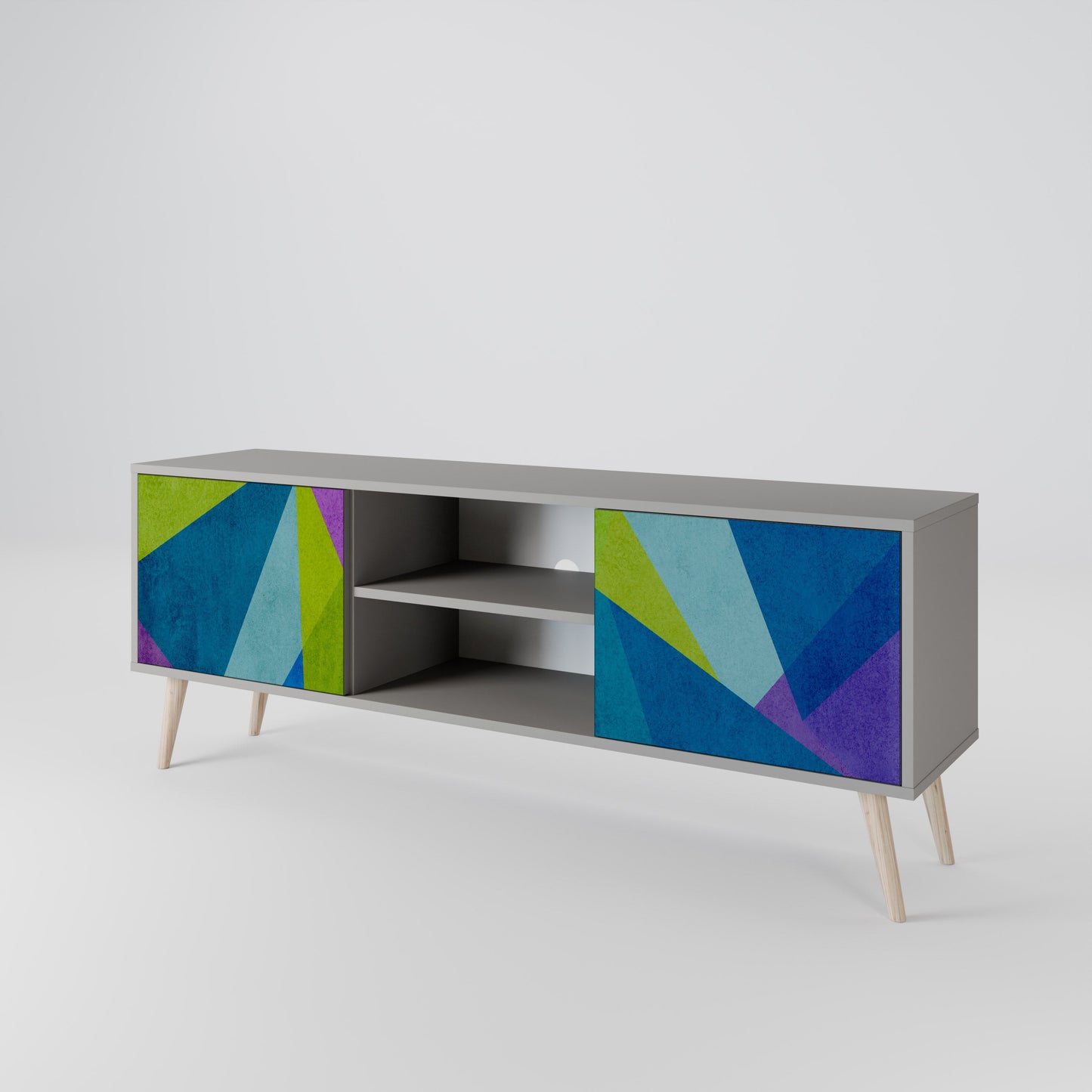 COLD SHOWCASE 2-Door TV Stand in Grey Finish