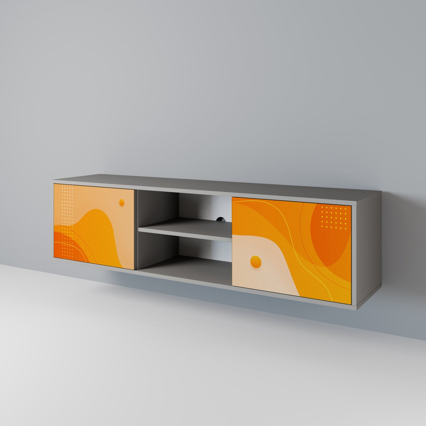 ORANGE ARRANGEMENT 2-Door TV Stand in Grey Finish