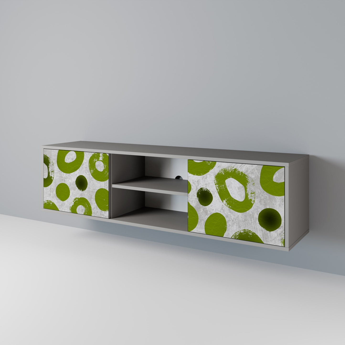 GREEN RHAPSODY 2-Door TV Stand in Grey Finish
