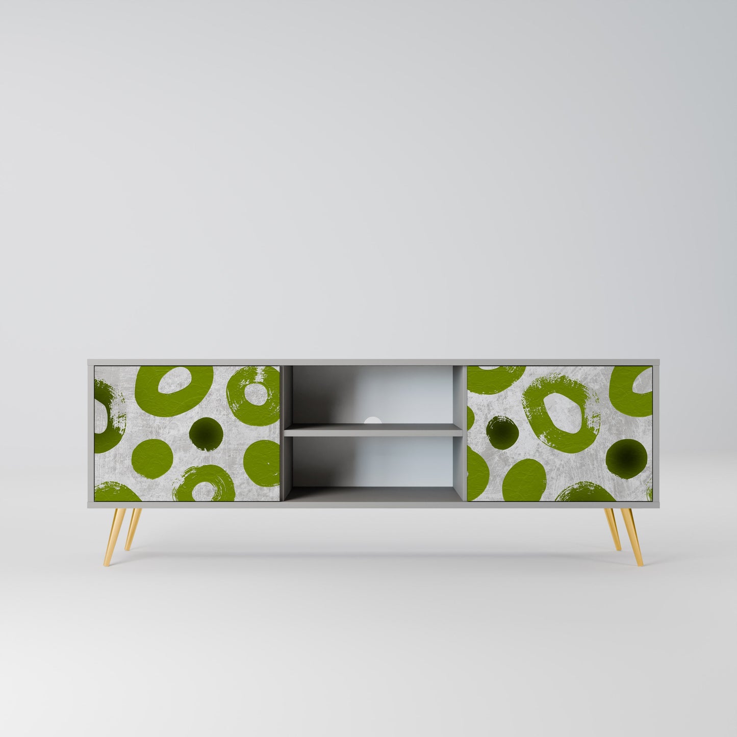 GREEN RHAPSODY 2-Door TV Stand in Grey Finish