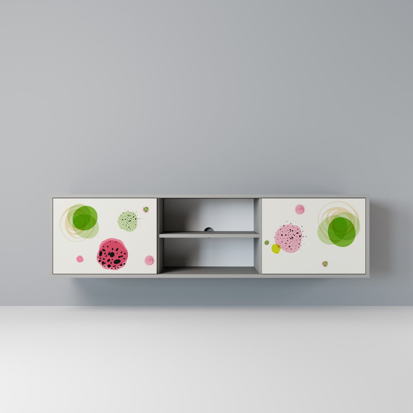 COLORFUL COSMOS 2-Door TV Stand in Grey Finish