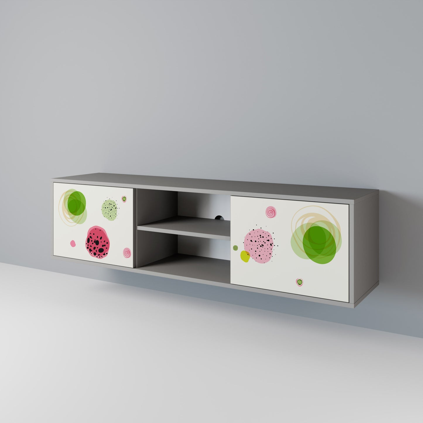 COLORFUL COSMOS 2-Door TV Stand in Grey Finish